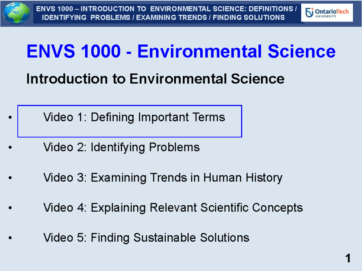 ENVS 101: Introduction to Environmental Science - Key Concepts and ...