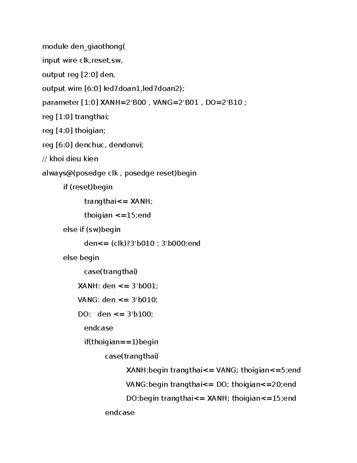 Verilog Code for Traffic Light Control and 32-bit Counter Module - Studocu