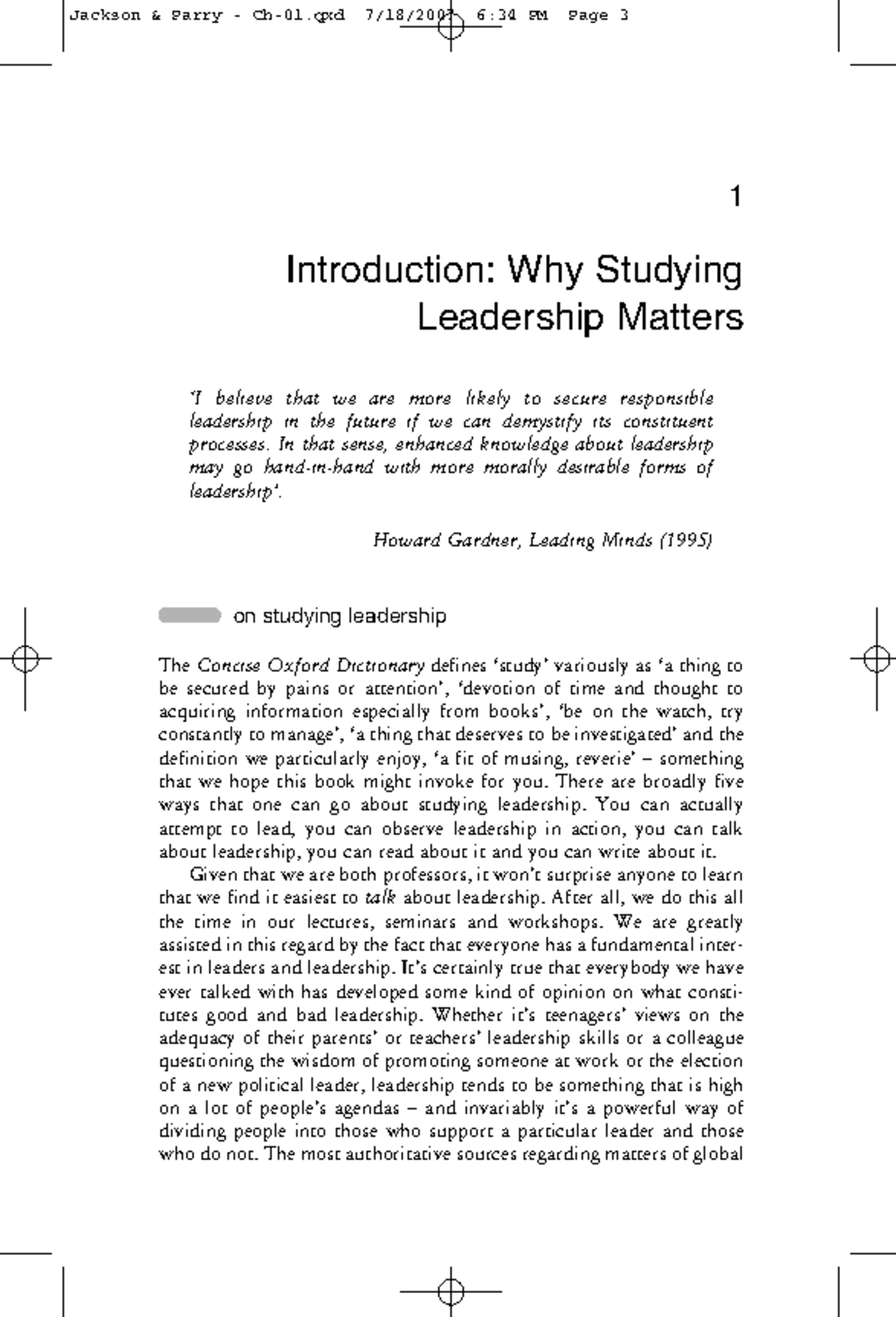 Jackson & Parry Why Study Leadership - 1 Introduction: Why Studying ...