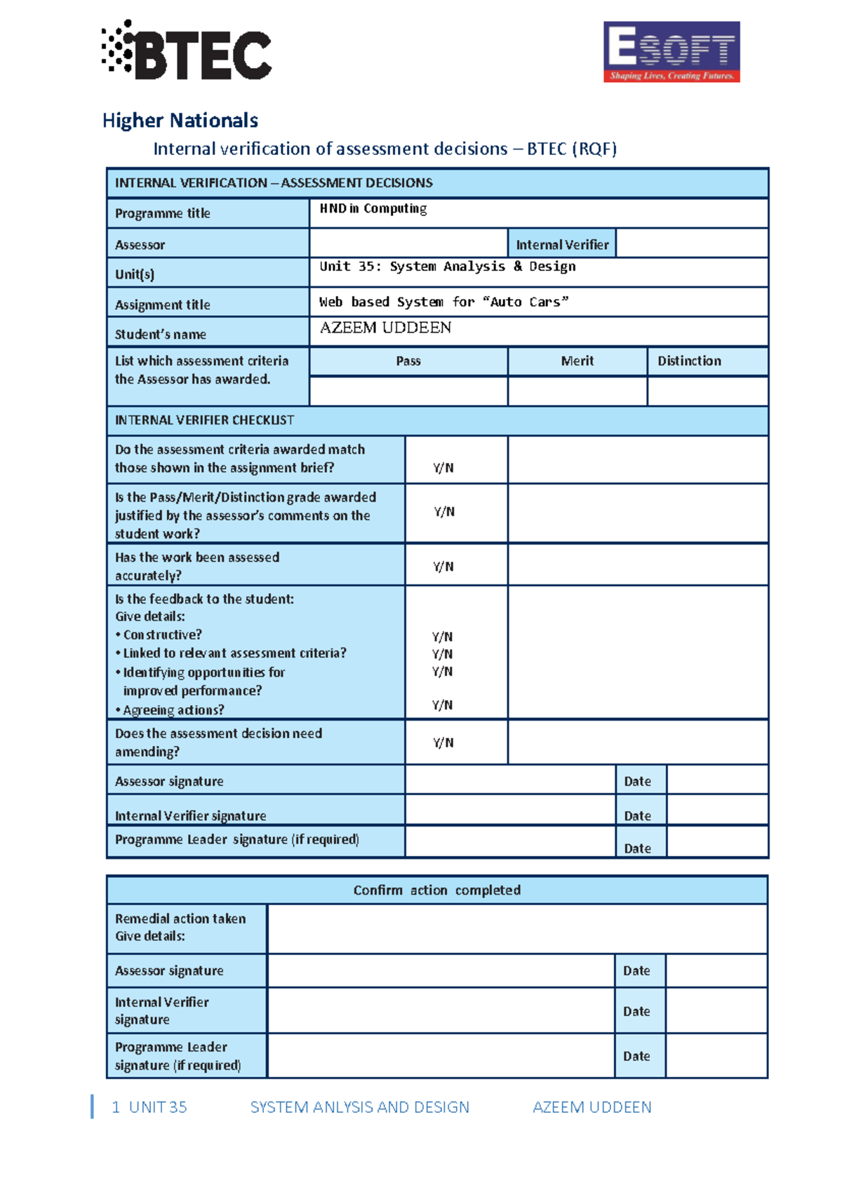 4549-1700542585565-Unit 35 System Analysis and Design HND Report - Studocu