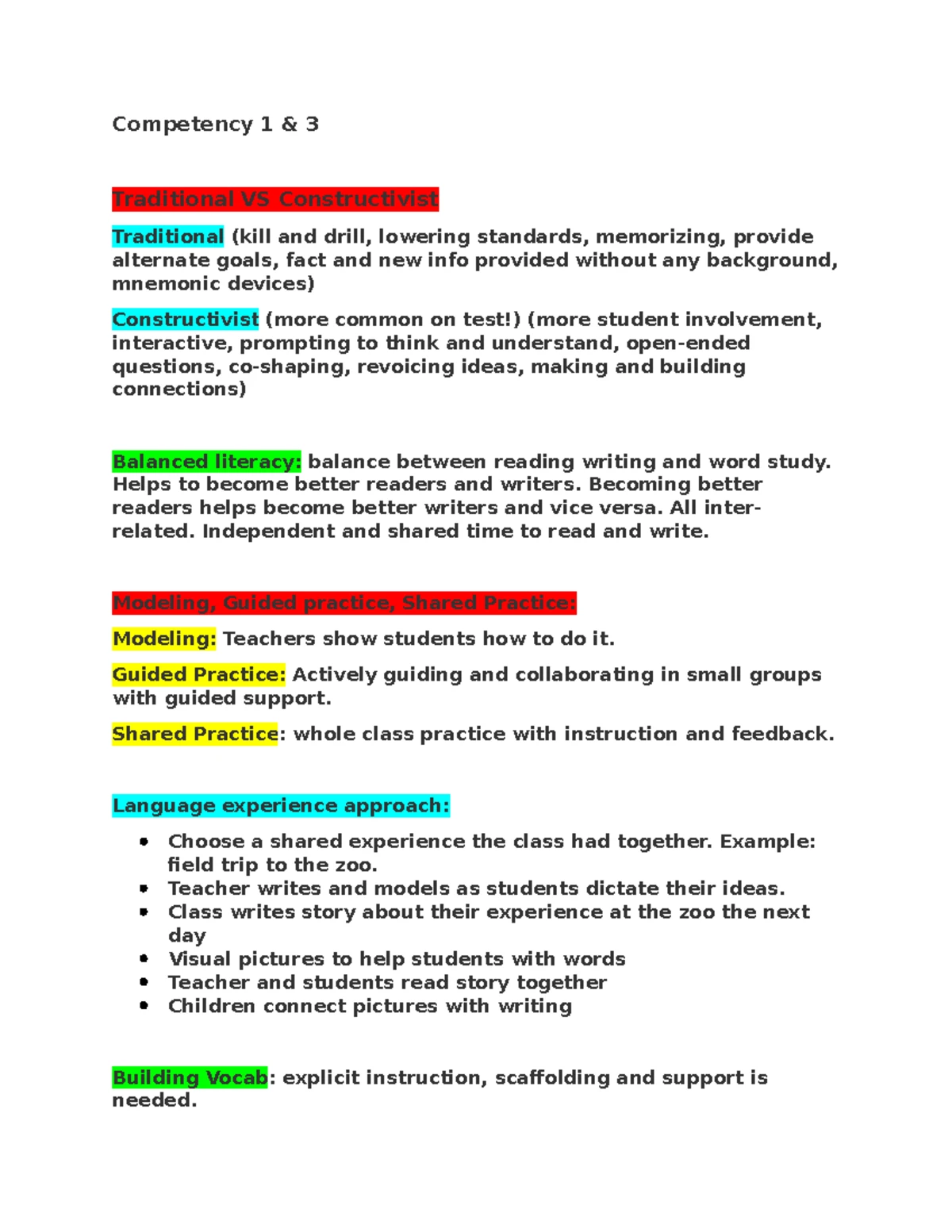 Language Arts - Exam Cohort Note S - Exam Cohort Notetaking