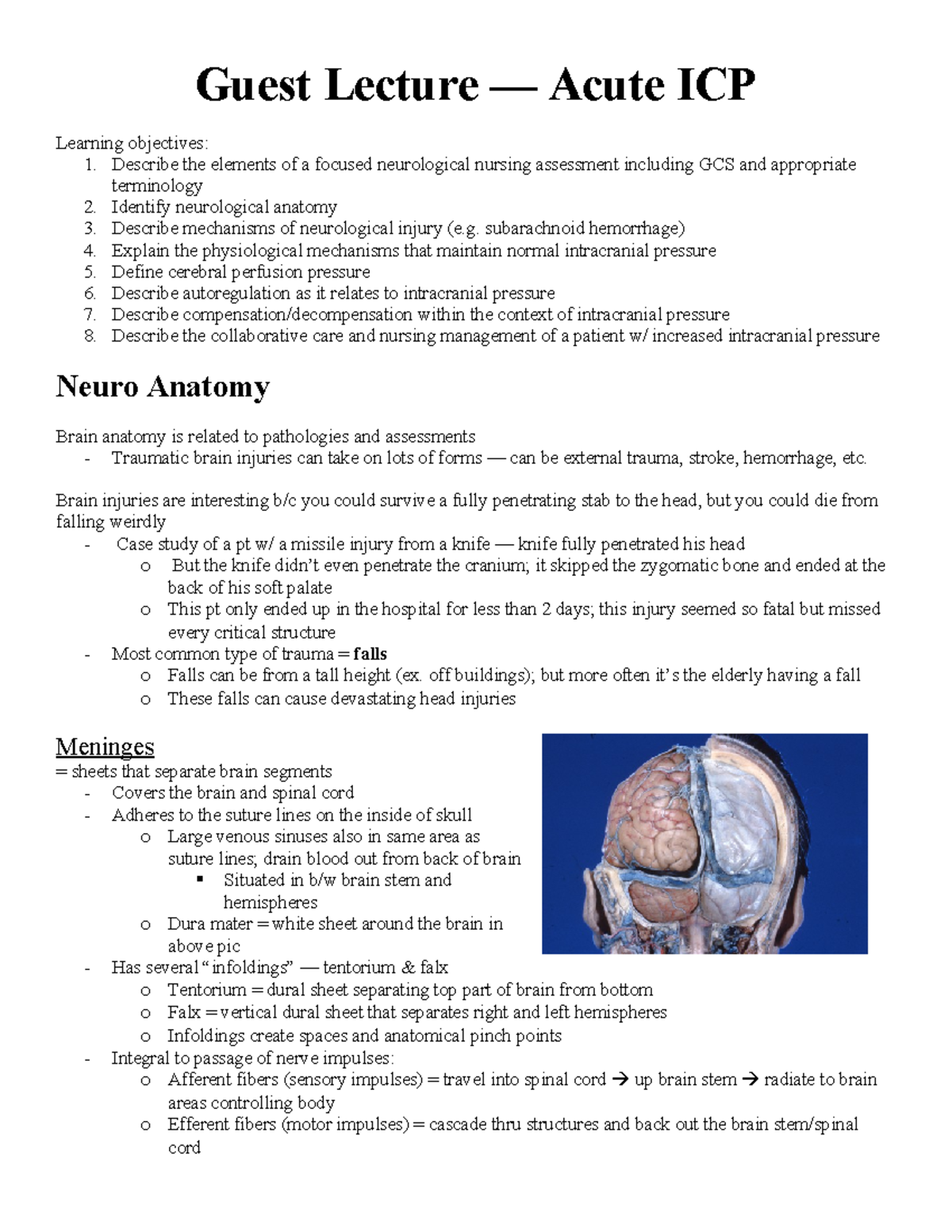 Final Exam Guide on Acute ICP - NSG4330 - Studocu