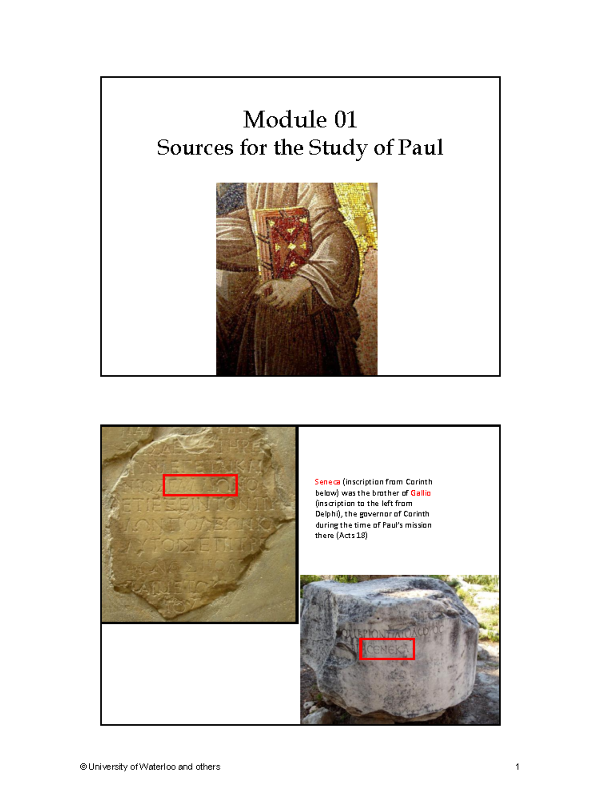 TOM Module 1: Sources for the Study of Paul Seneca - Studocu
