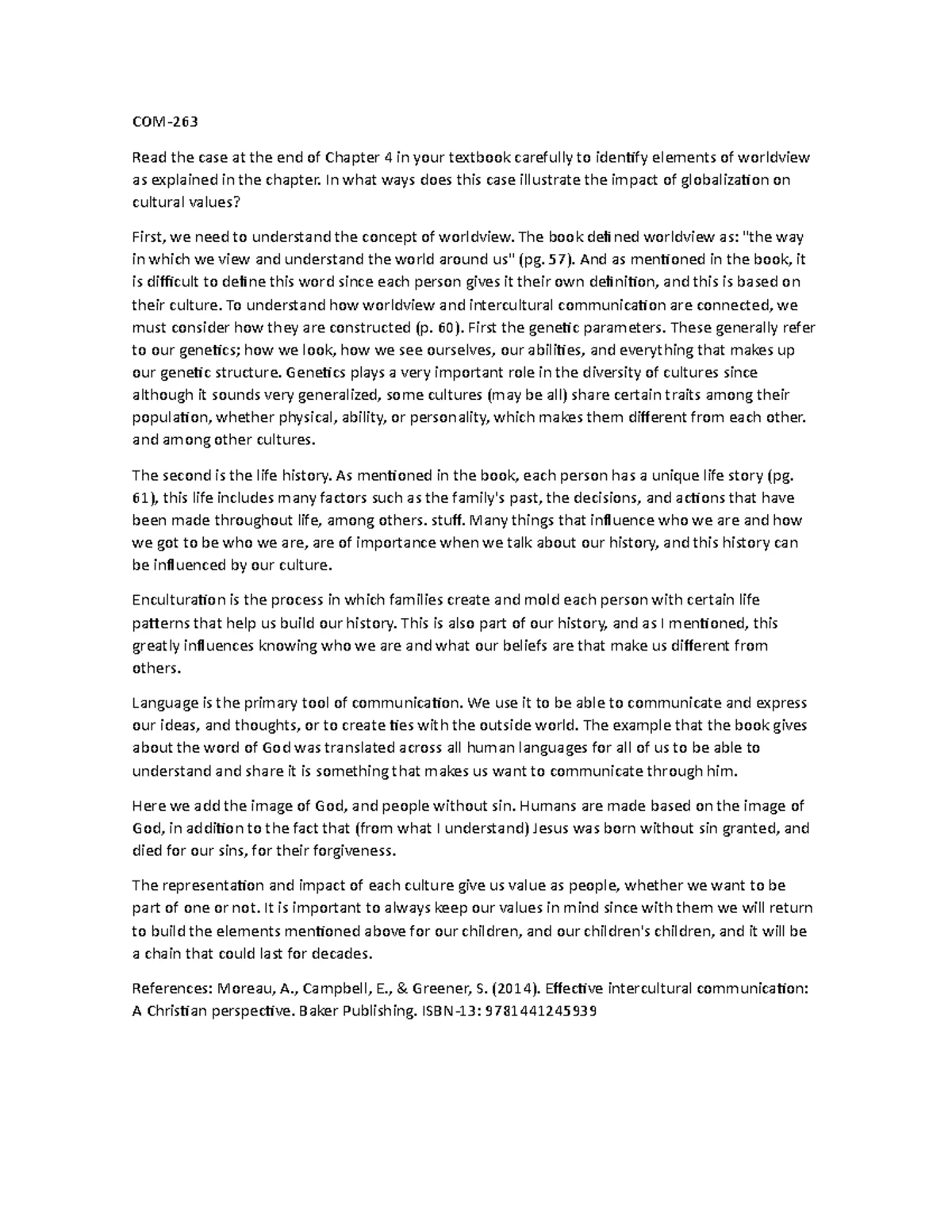 COM-263 Cultural Communication Practices Rough Draft Analysis - Studocu