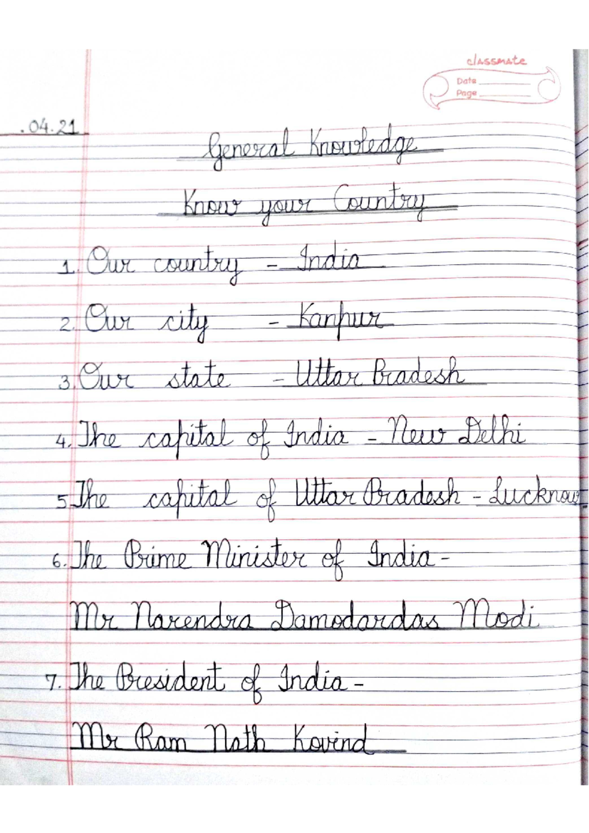 General Knowledge notebook work - Theory of Knowledge - classmate Date ...