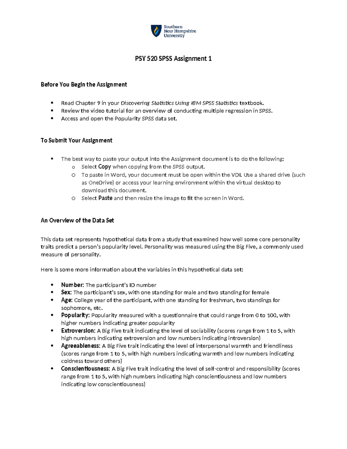 PSY 520 SPSS Assignment 1: Multiple Regression Analysis Guide - Studocu