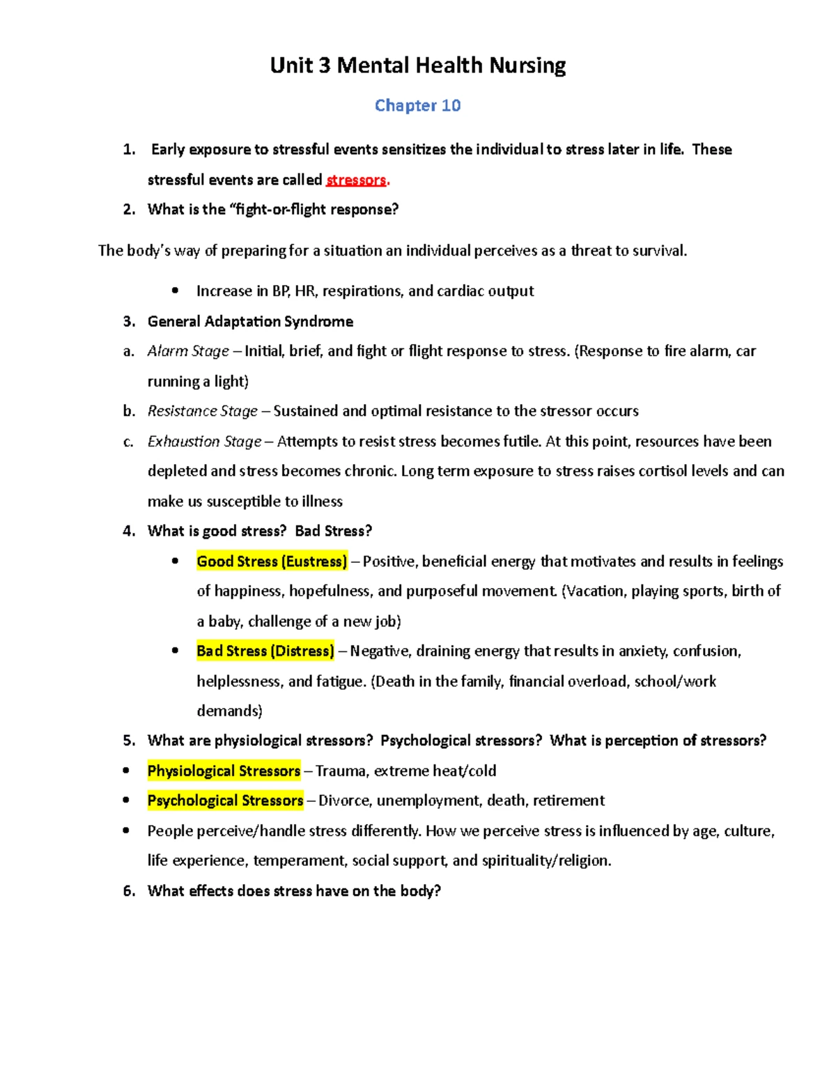 Exam 4 study guide - exam notes - EXAM CHIS 15- questions CH CH 15 ...