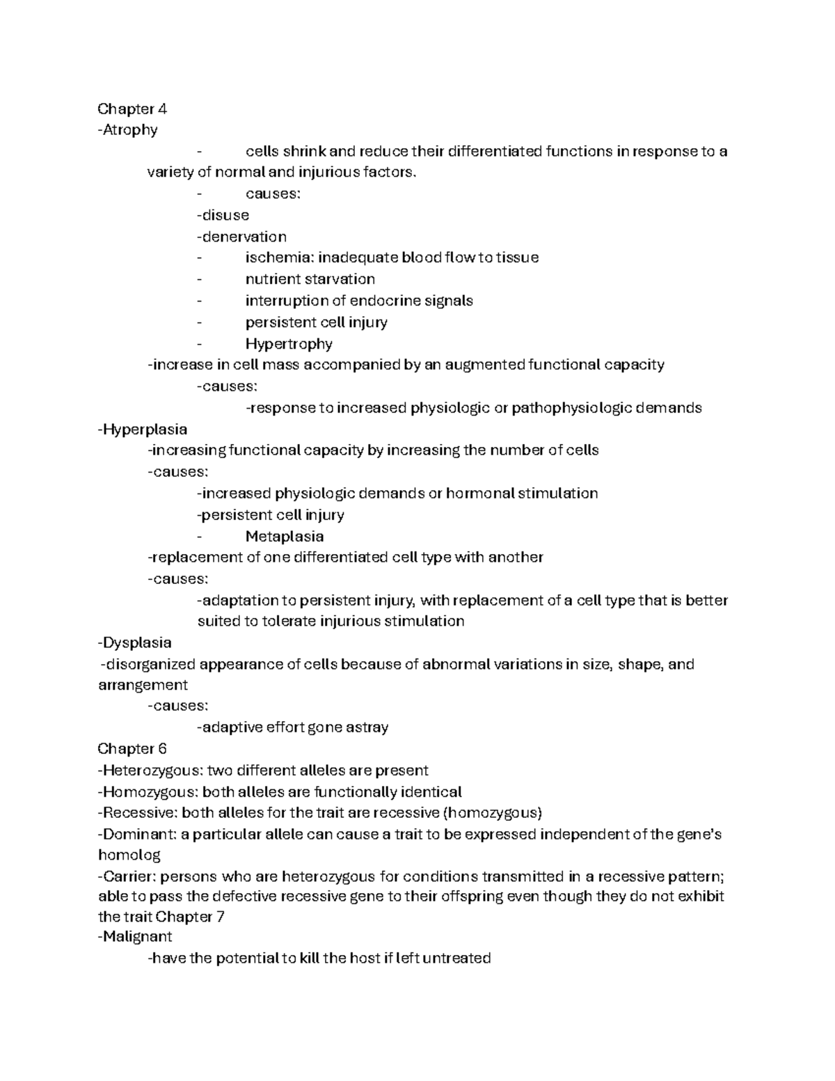 Patho 101: Final Exam Study Guide on Cellular Responses and Disorders ...