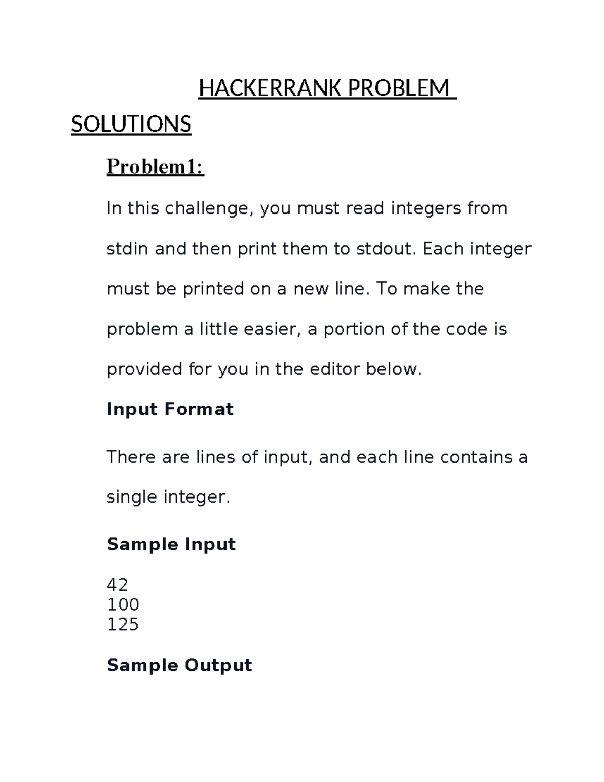 HackerRank Problem Solutions (CS101) - Java Challenges Explained - Studocu
