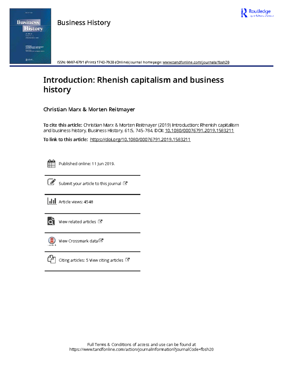 Introduction to Rhenish Capitalism in Business History (BUS 101) - Studocu