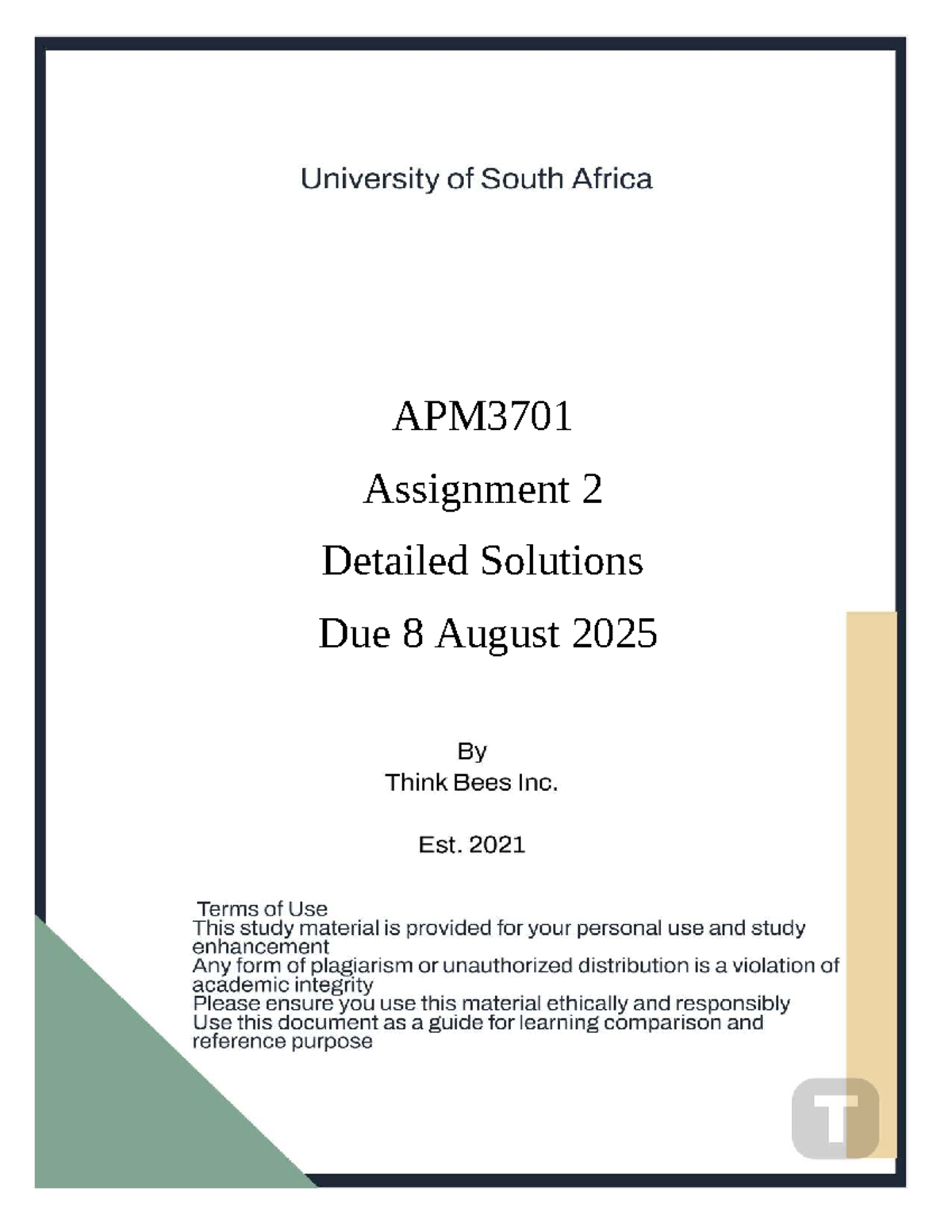 APM3701 Assignment 2 Solutions: Heat Flow, Vibrating String & More ...