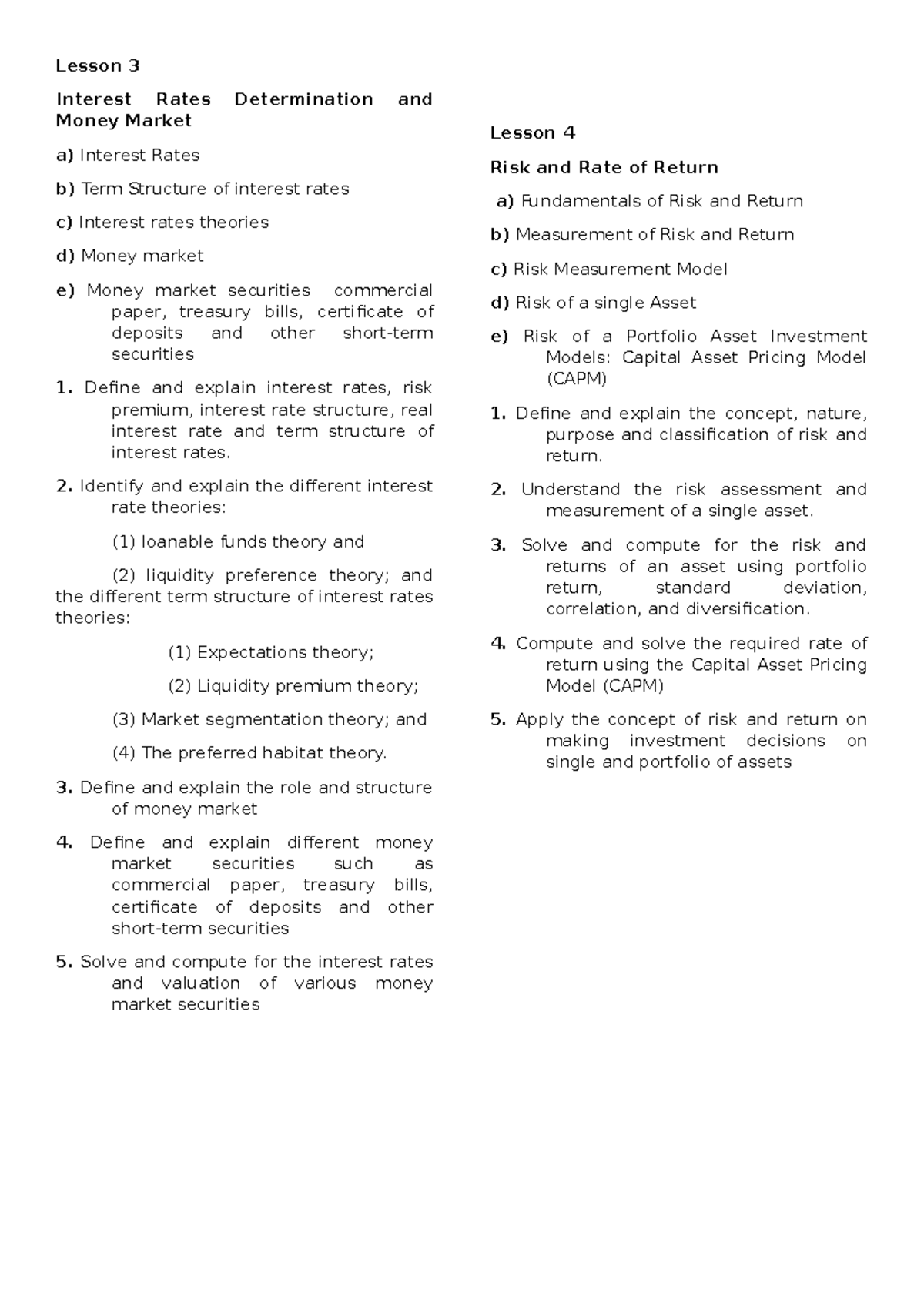 Midterms Highlights (Lesson 1-4) - Lesson 3 Interest Rates ...