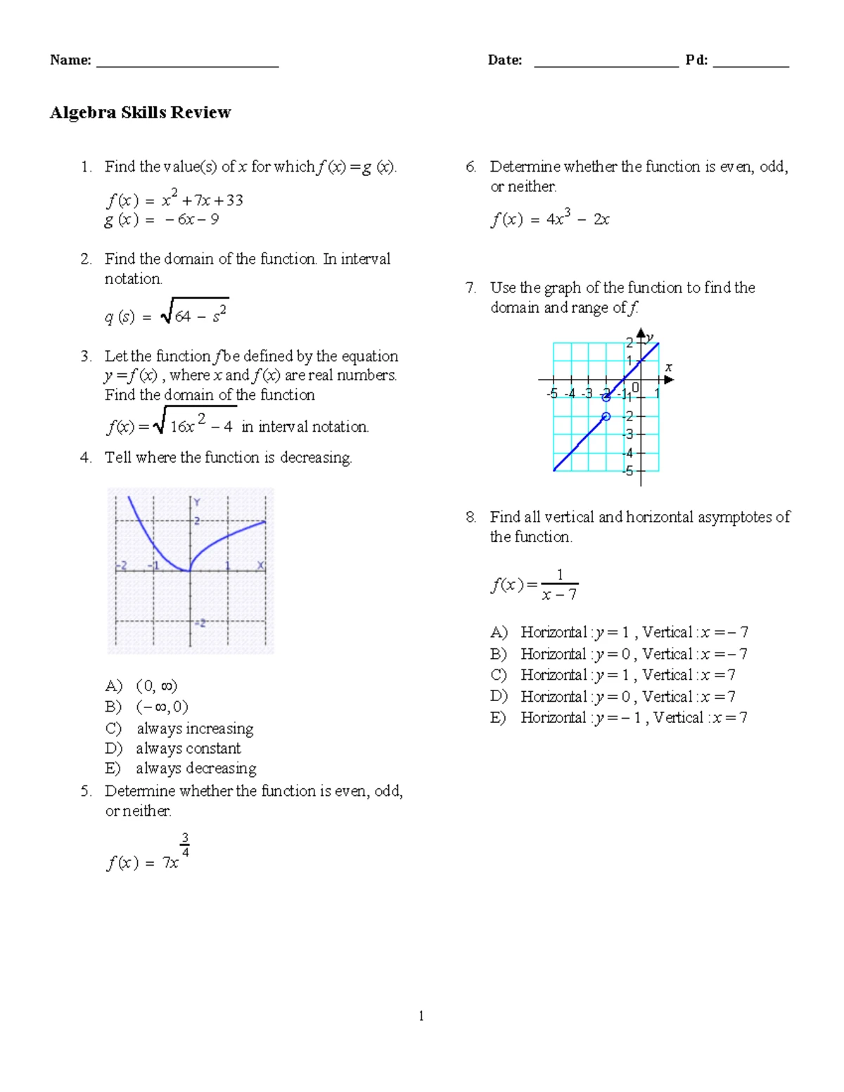 Calculus-1 Practice Key for Summer Packet with Detailed Solutions - Studocu