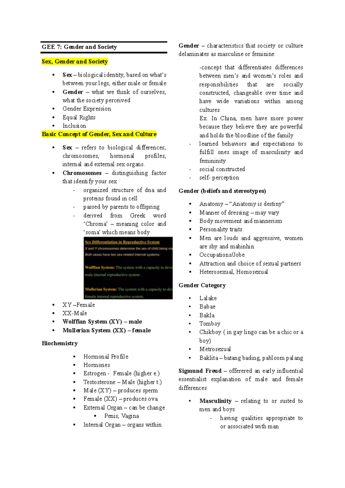 Midterm Summary of Lesson on Gender and Society (GEE 7) - Studocu