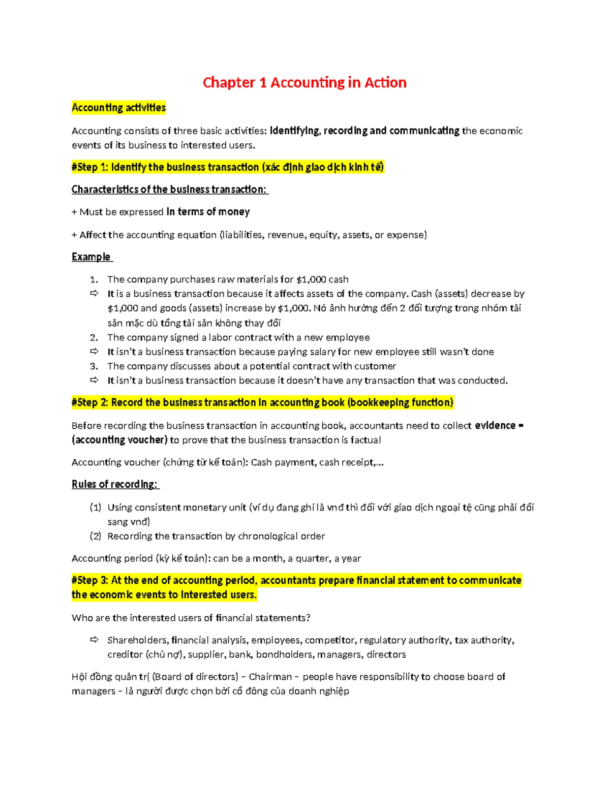 Chapter 1: Accounting Basics and Business Transactions (ACCT101) - Studocu