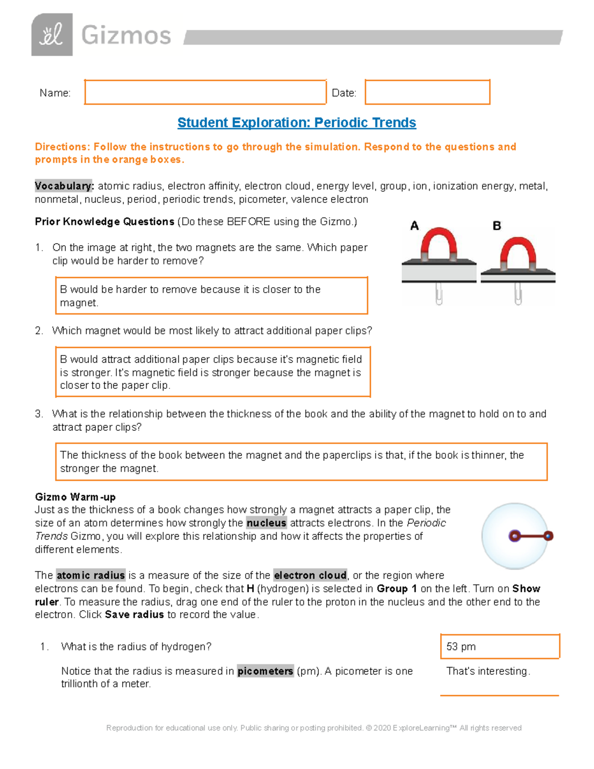 Periodic Trends Exploration SE-3: Examining Atomic Radius & Ionization ...