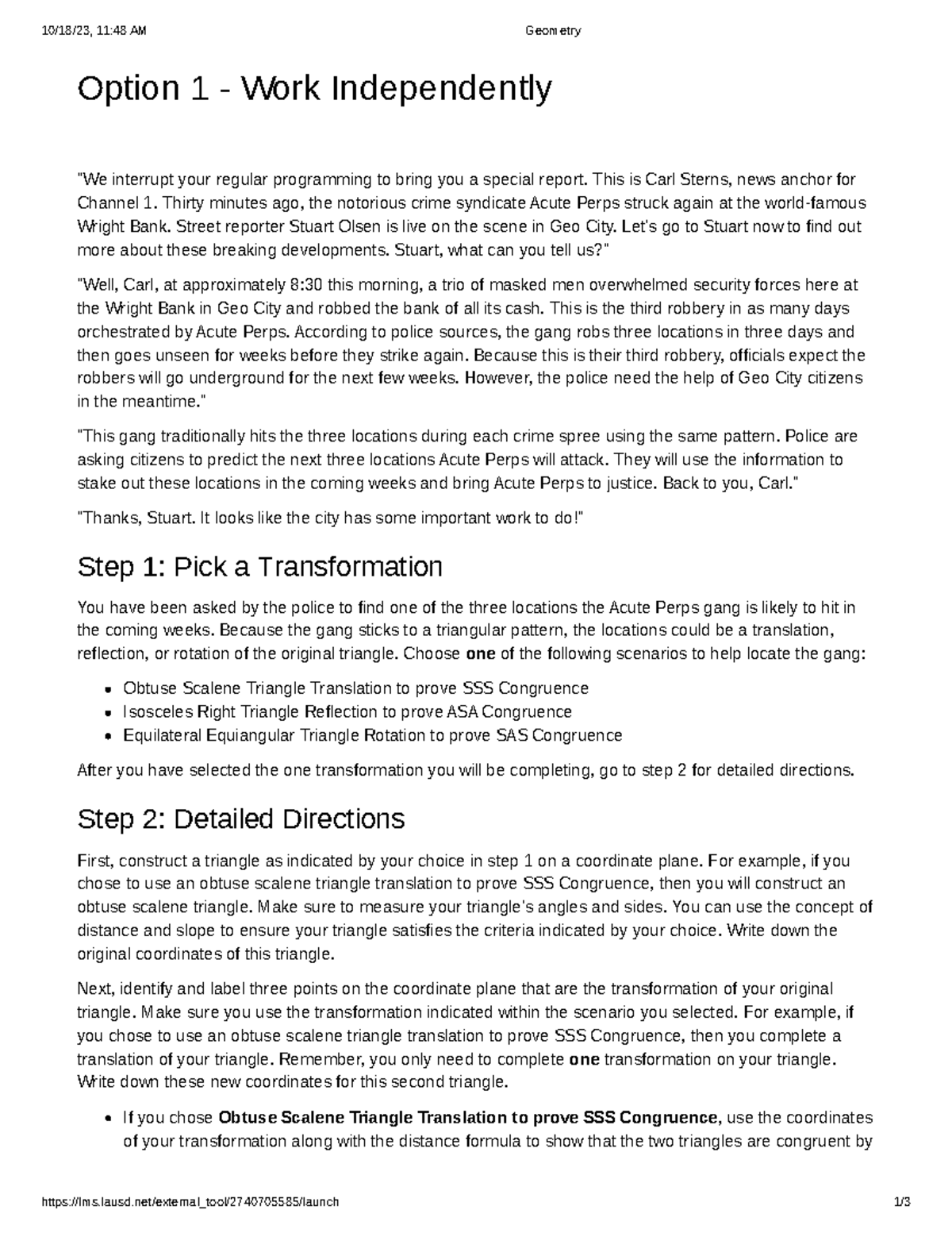 02.05 Geometry Transformations & Congruence Activity Guide - Studocu