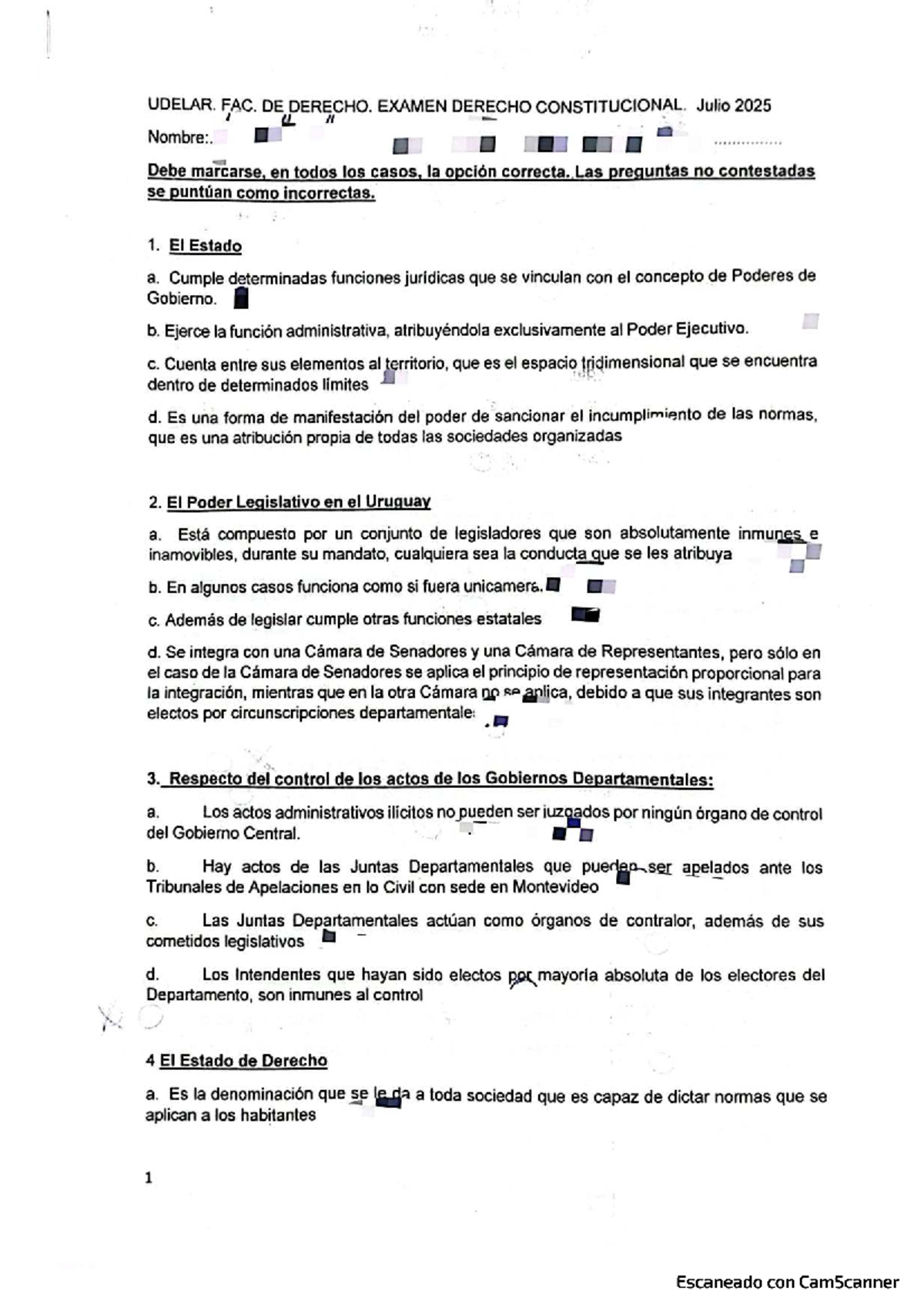 UDELAR I:A_C. Examen de Derecho Constitucional - Julio 2025 - Studocu