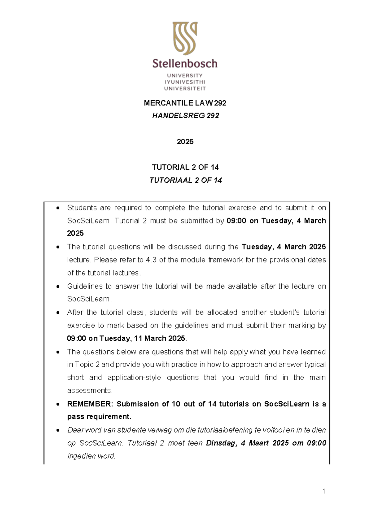 MERCANTILE LAW 292 TUTORIAL 2: TRUSTS & CONTRACTS EXERCISES - Studocu