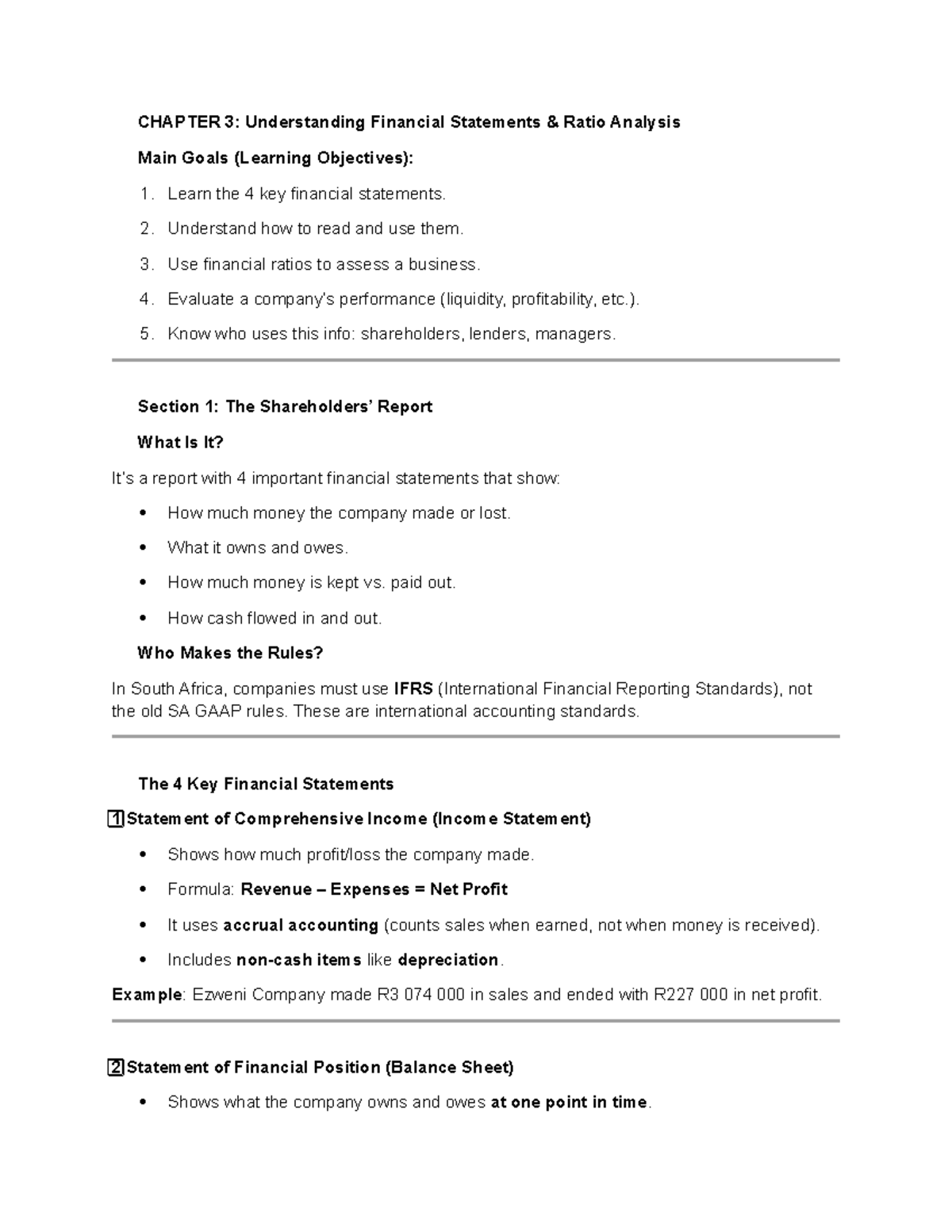 EFMA2614 Chapter 3: Financial Statements & Ratio Analysis Overview ...