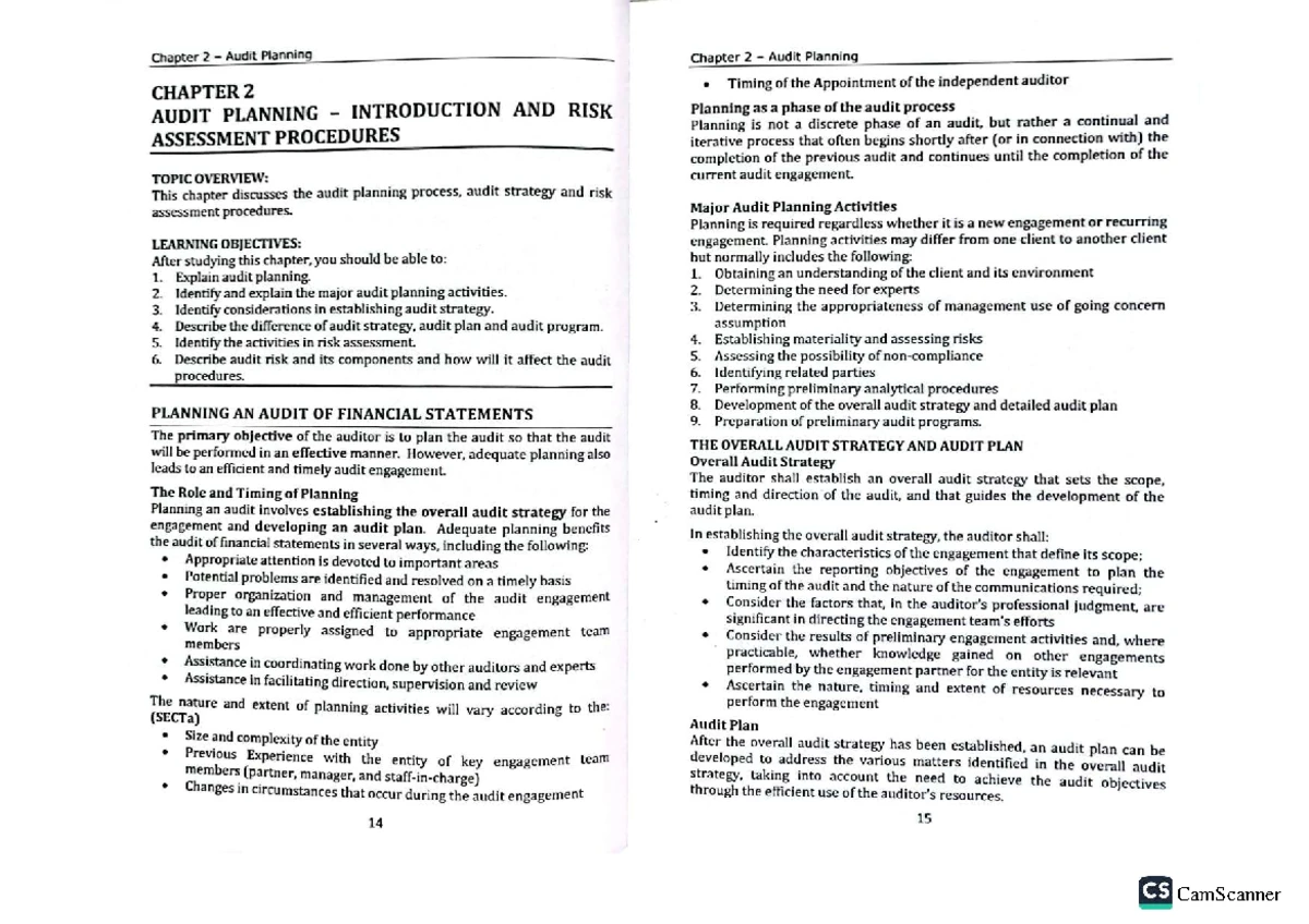 CS Chapter 3: Internal Control Considerations & Risk Responses - Studocu