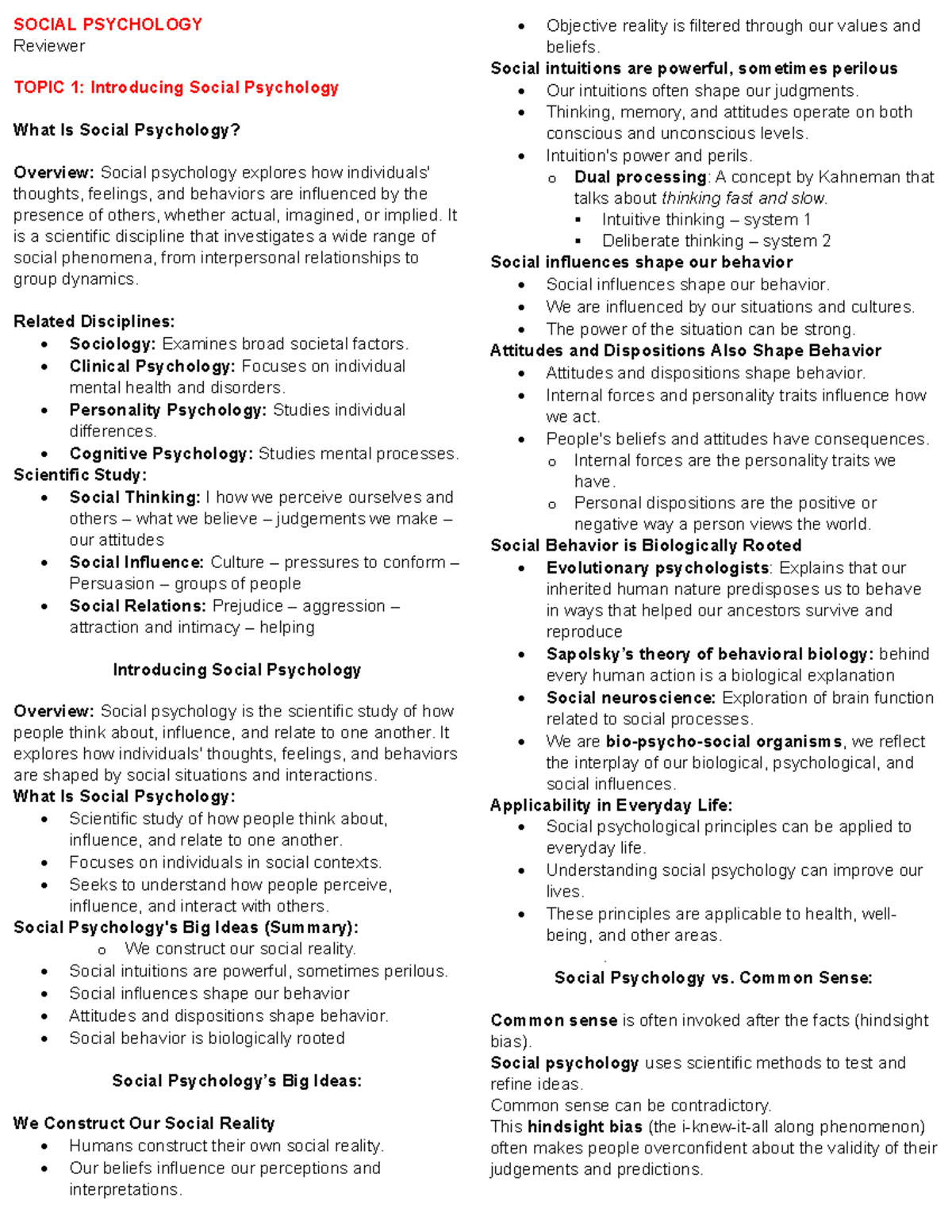 SOC 101: Introduction to Social Psychology Overview and Key Concepts ...
