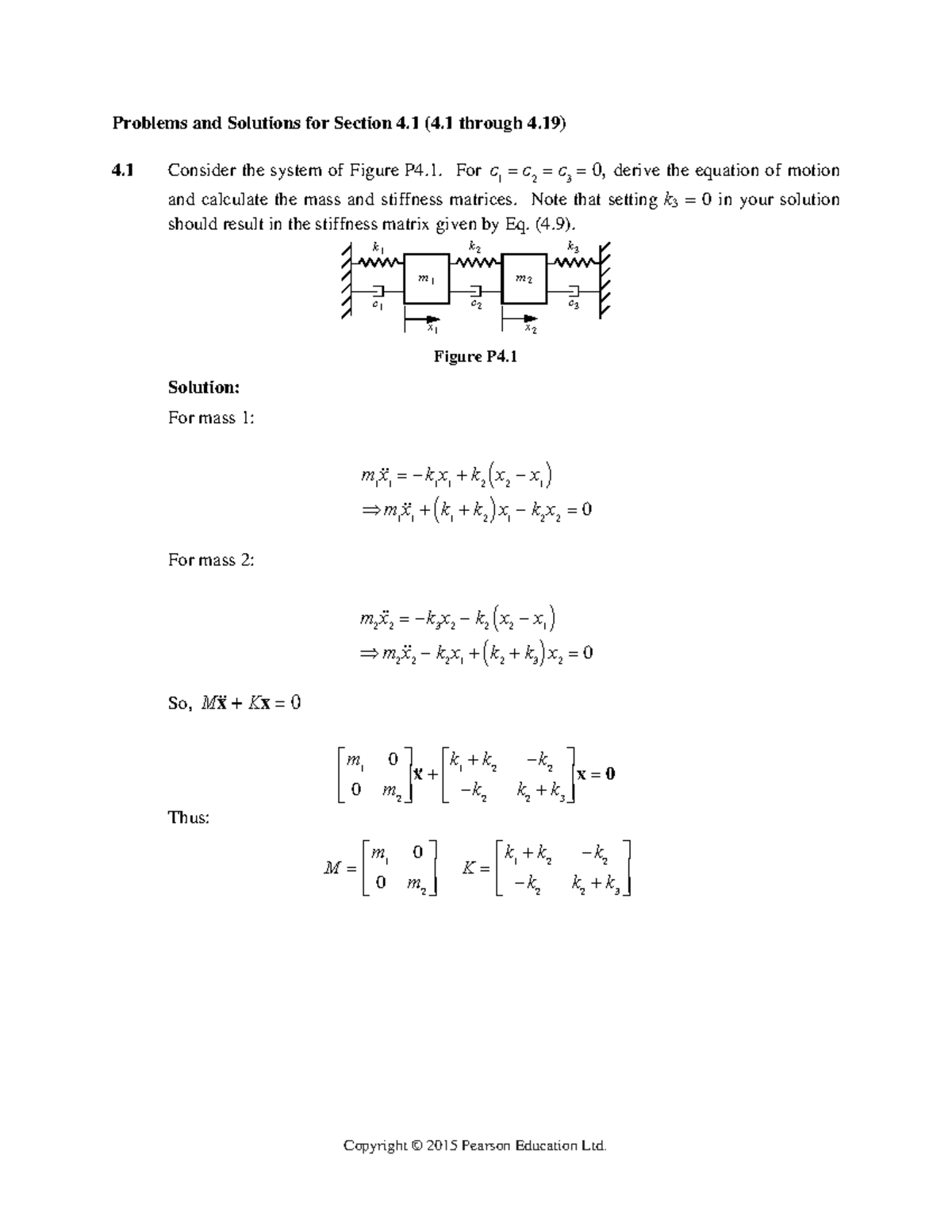 Solutions for Section 4.1: Vibration Analysis Problems (Sol Sec 4pt1 ...