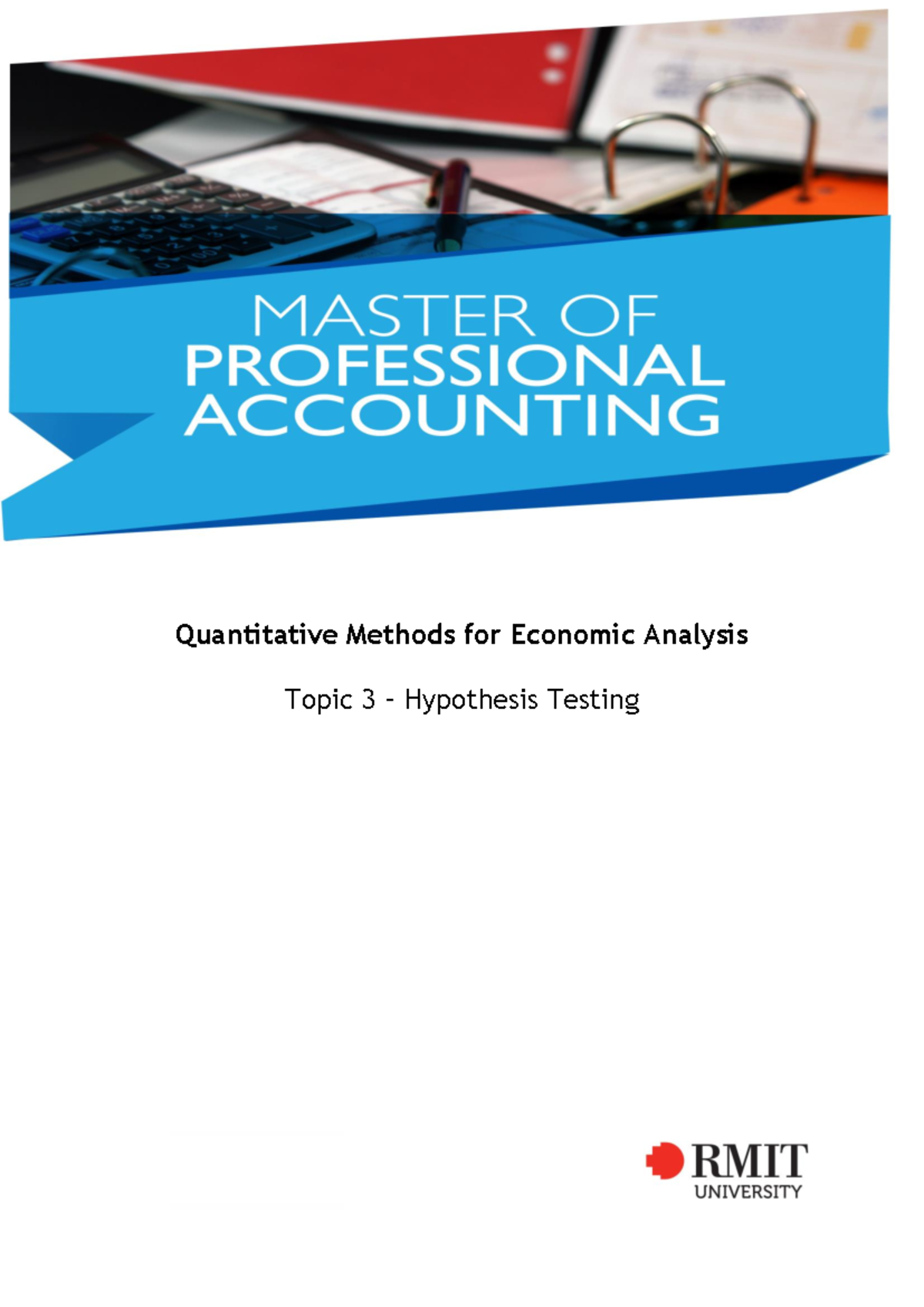 ECON1314 T3 - Quantitative Methods for Economic Analysis Contents ...