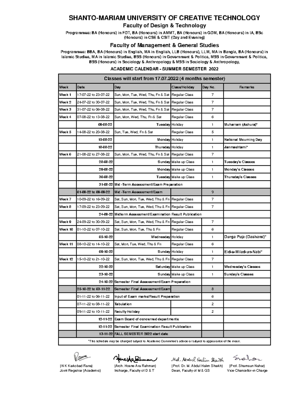 Academic Calendar Summer 2022 FDT MGS Tri Final Exam Schedule - Studocu
