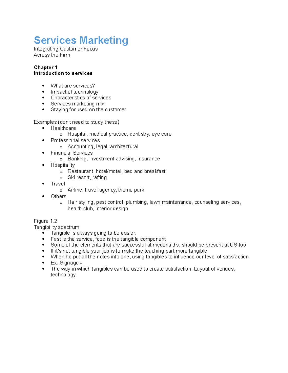 Services Marketing Study Guide: Integrating Customer Focus Overview ...
