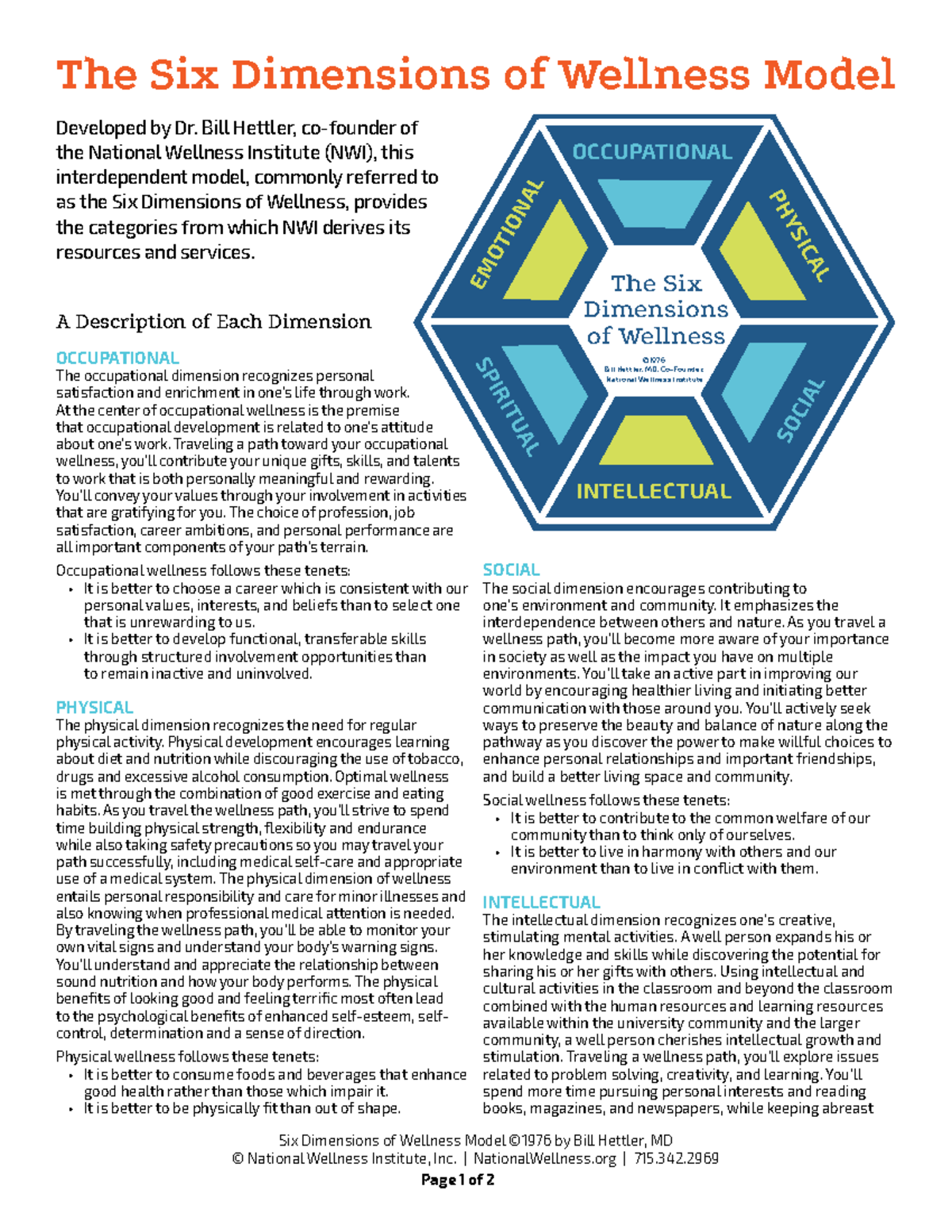 Six-Dimensions Facts Sheet of Health Psychology - The Six Dimensions of ...