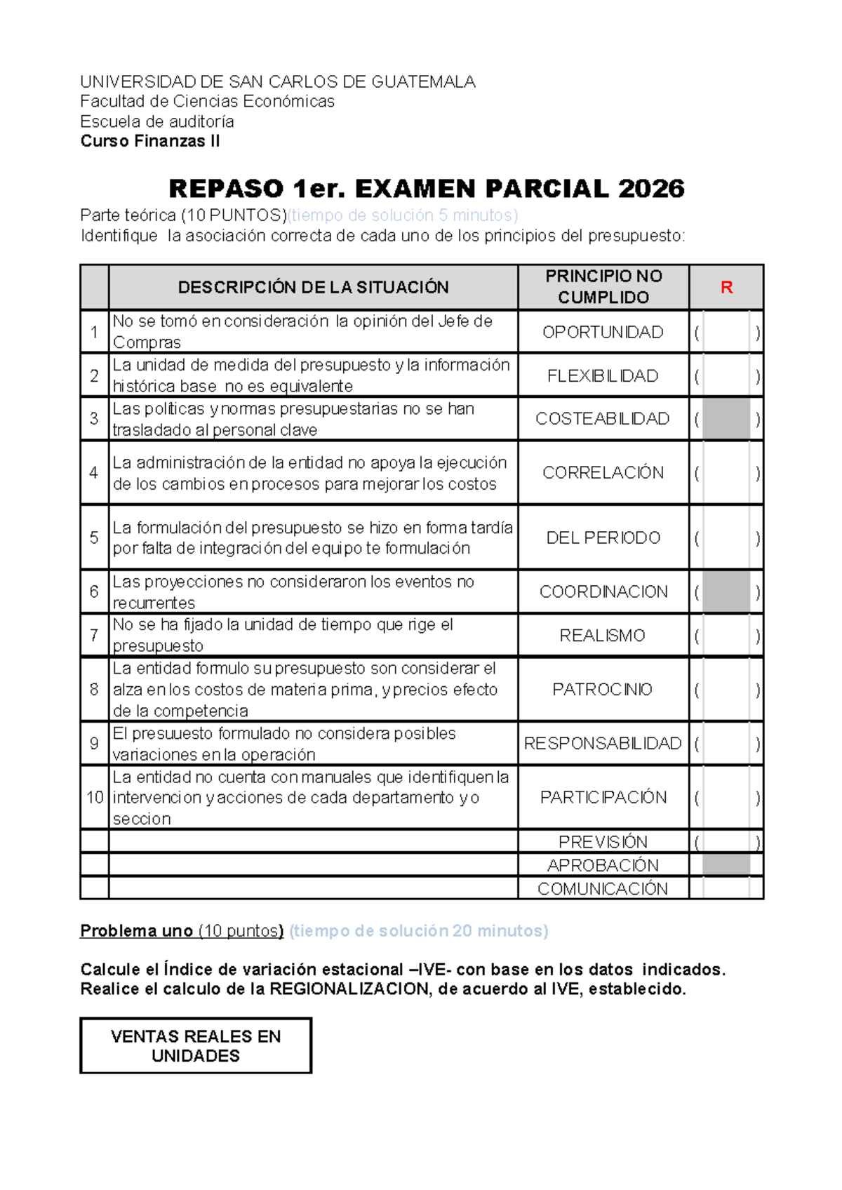Repaso 1er Examen Parcial Finanzas II - 2026 - Studocu