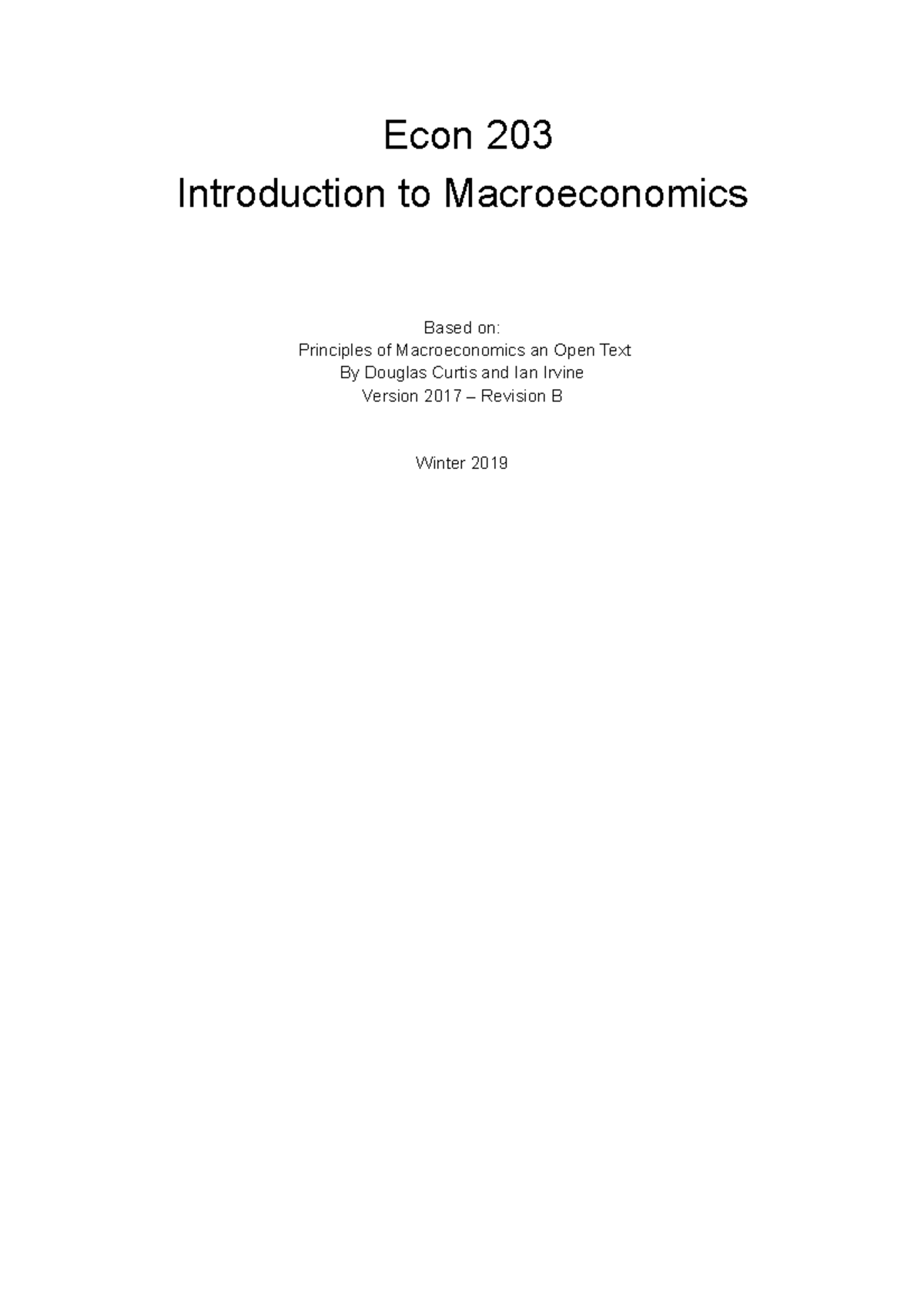 Econ 203 Final Exam Notes: Key Concepts and Equations in Macroeconomics ...