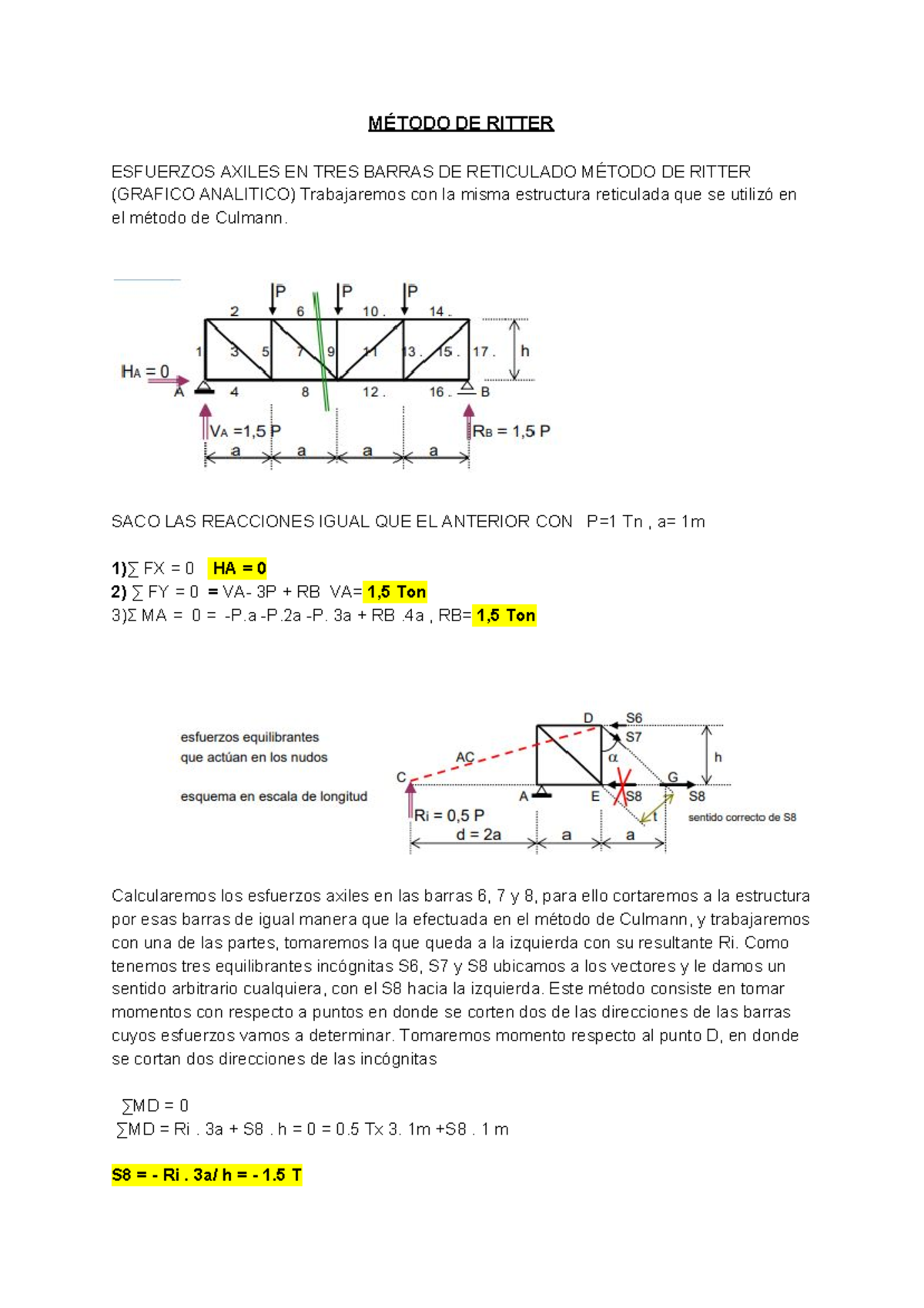 Metodo DE Ritter - Apuntes 3 - Estatica y resistencia de los materiales ...