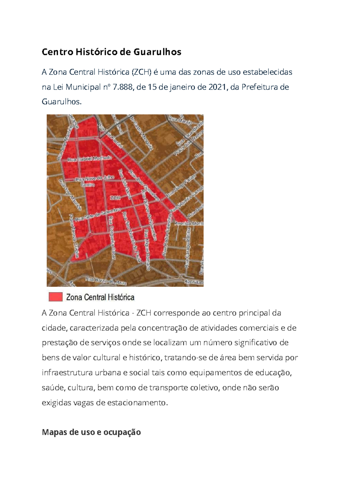 Estudo sobre a Zona Central Histórica de Guarulhos (ZCH) - Studocu