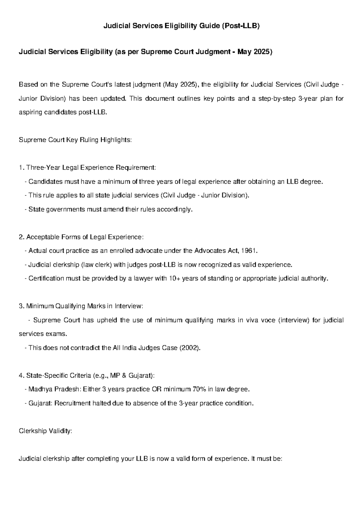 Judicial Services Eligibility Guide: Key Updates Post Supreme Court ...