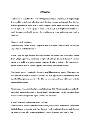 Family Law - Study Notes & Assignments - Studocu