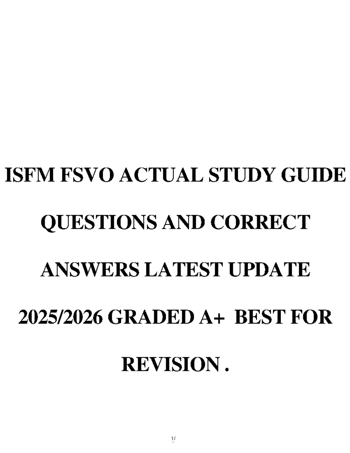 ISFM FSVO Study Guide: Key Questions & Answers for Exam Prep - Studocu