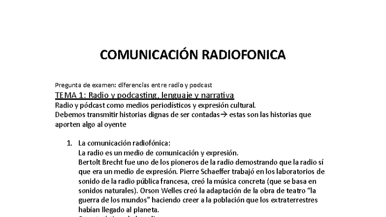 COMUNICACIÓN RADIOFÓNICA: Diferencias entre Radio y Podcast - Examen ...