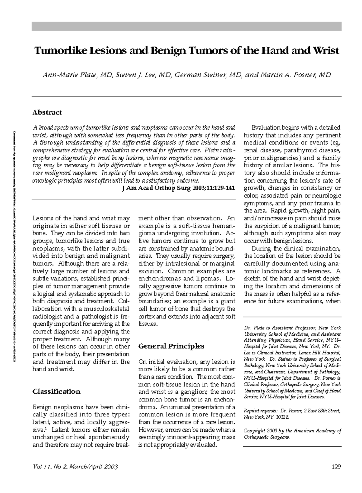 Tumorlike Lesions and Benign Tumors of the Hand and Wrist: A Review ...