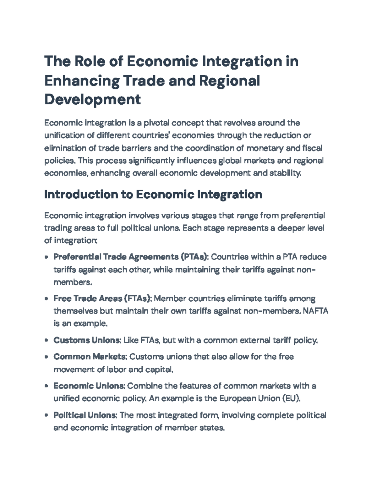 Enhancing Trade through Economic Integration: A Comprehensive Overview ...