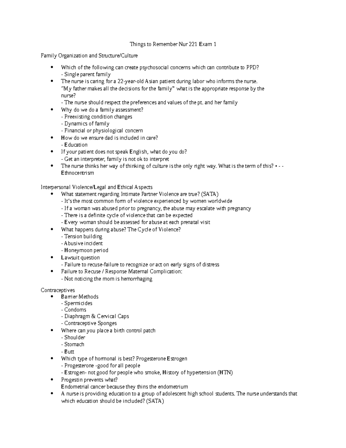 Essential Study Notes for Nur 221 Exam 1: Key Topics & Insights - Studocu