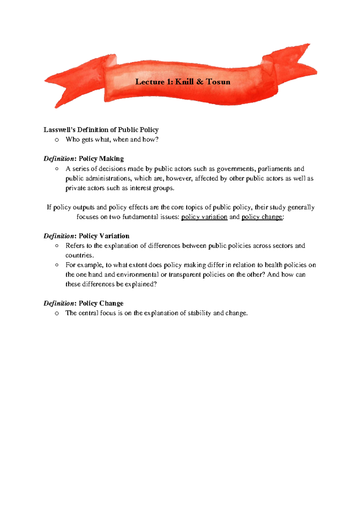 Public Policy and Governance Exam 1 Comprehensive Study Notes - Studeersnel