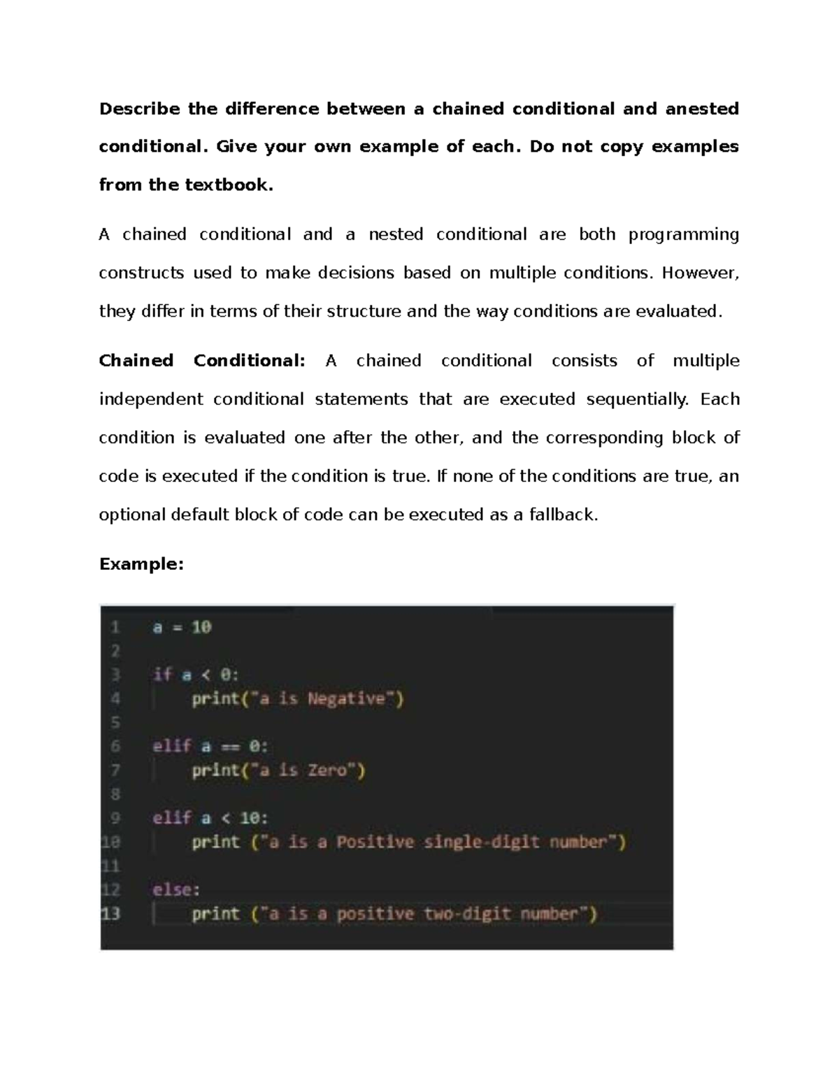 Discussion 3: Chained vs Nested Conditionals in Programming - Studocu
