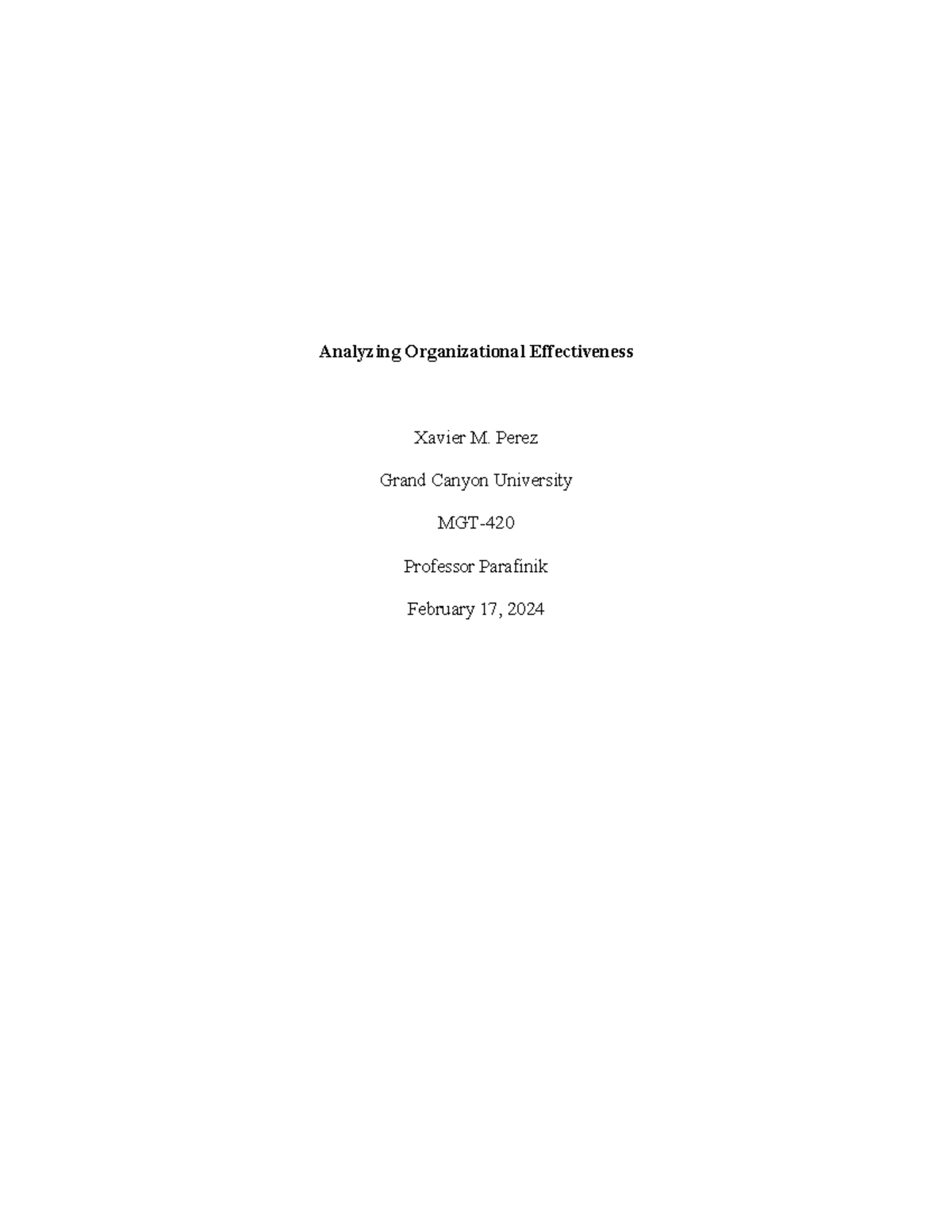 MGT- Case Study: Analyzing Organizational Effectiveness in