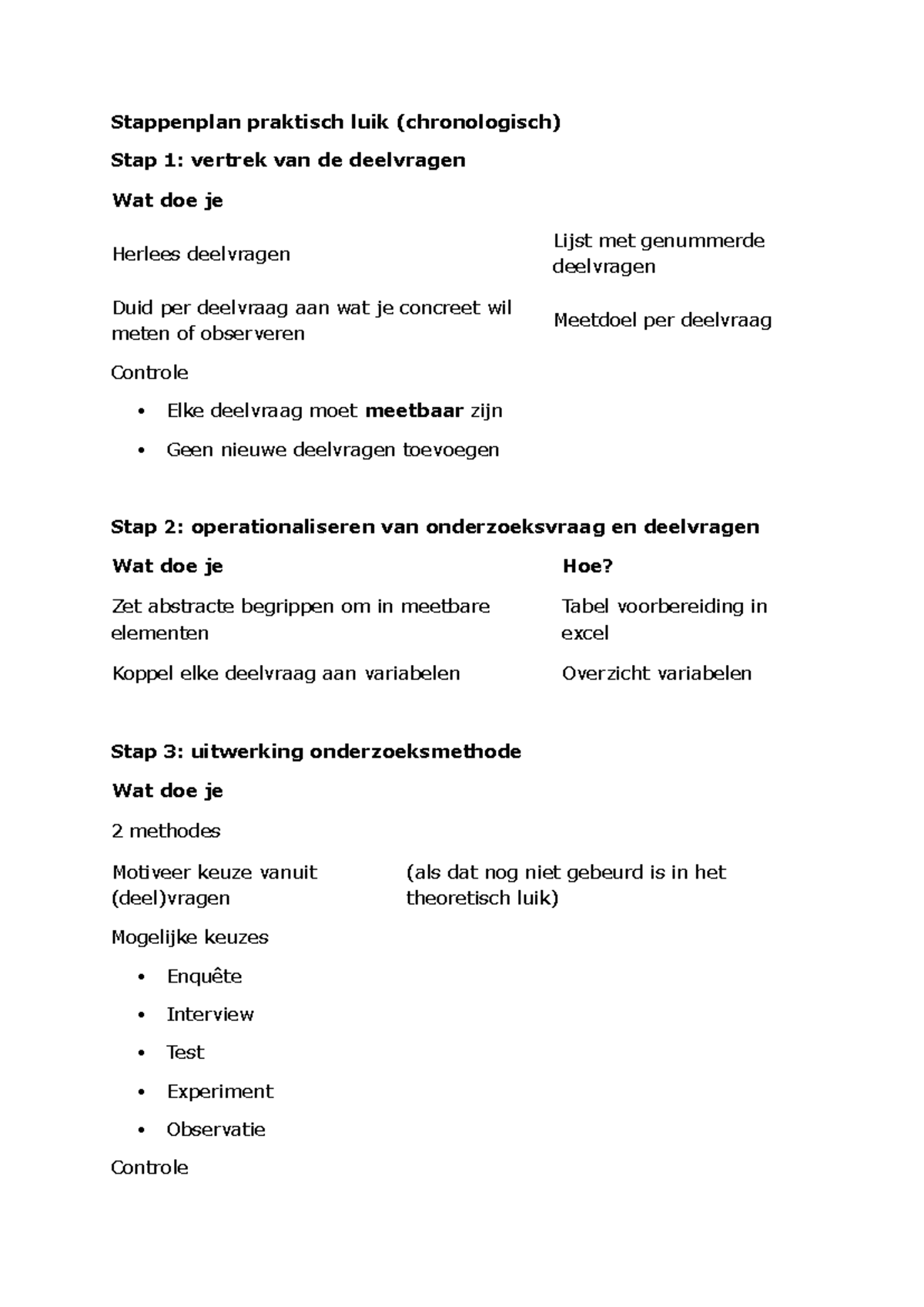 Stappenplan Praktisch Luik: Onderzoeksmethoden en Meetinstrumenten ...