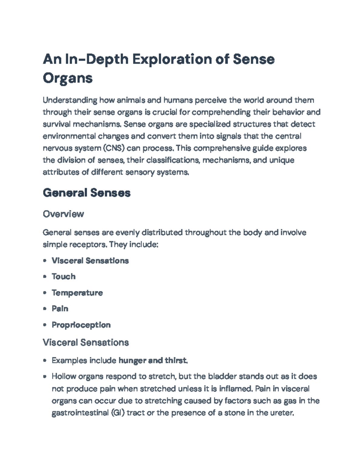 An In-Depth Guide to Sense Organs and Sensory Mechanisms - An In-Depth ...