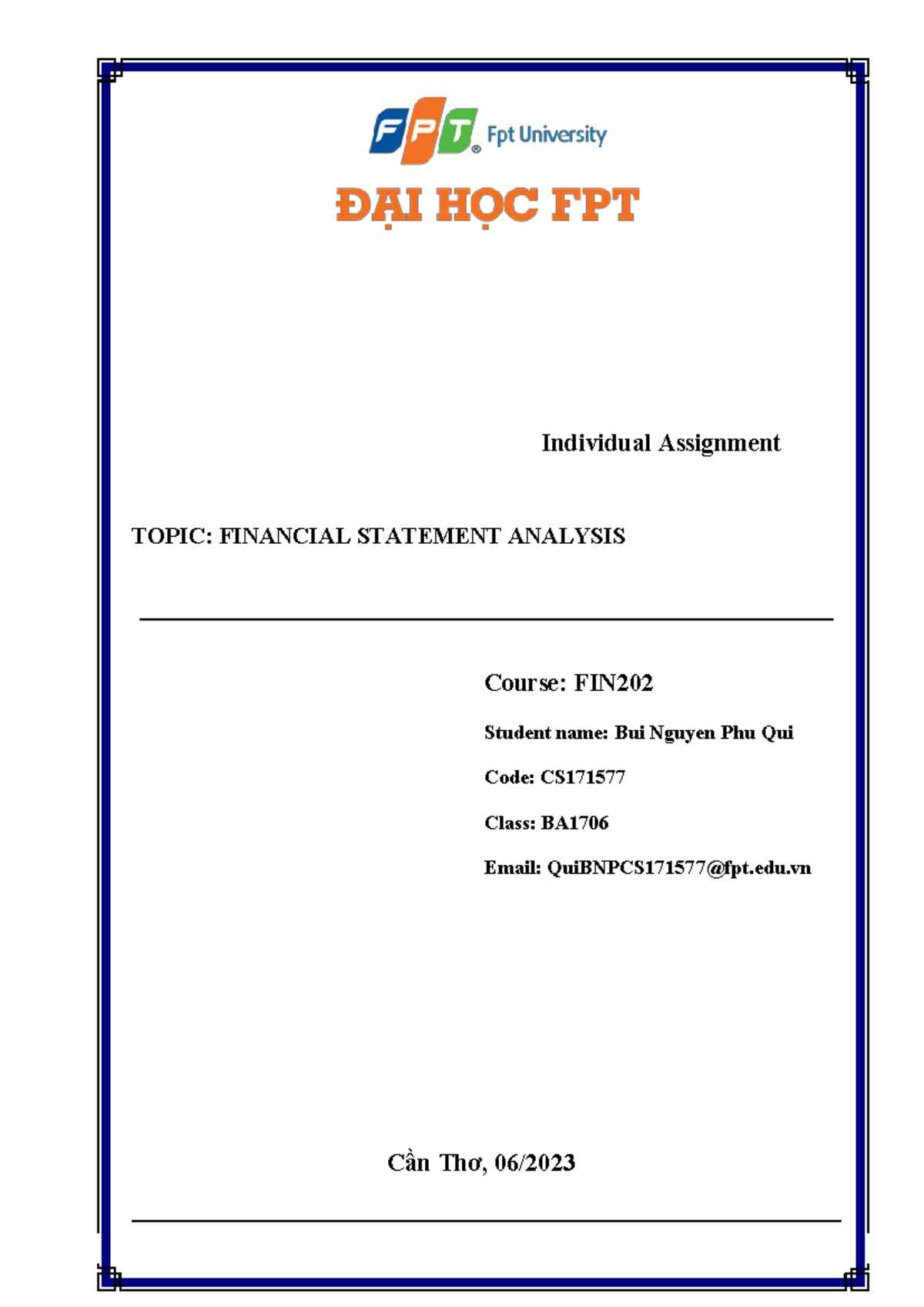 FIN - Individual Assignment: Financial Statement Analysis of IMP - Studocu