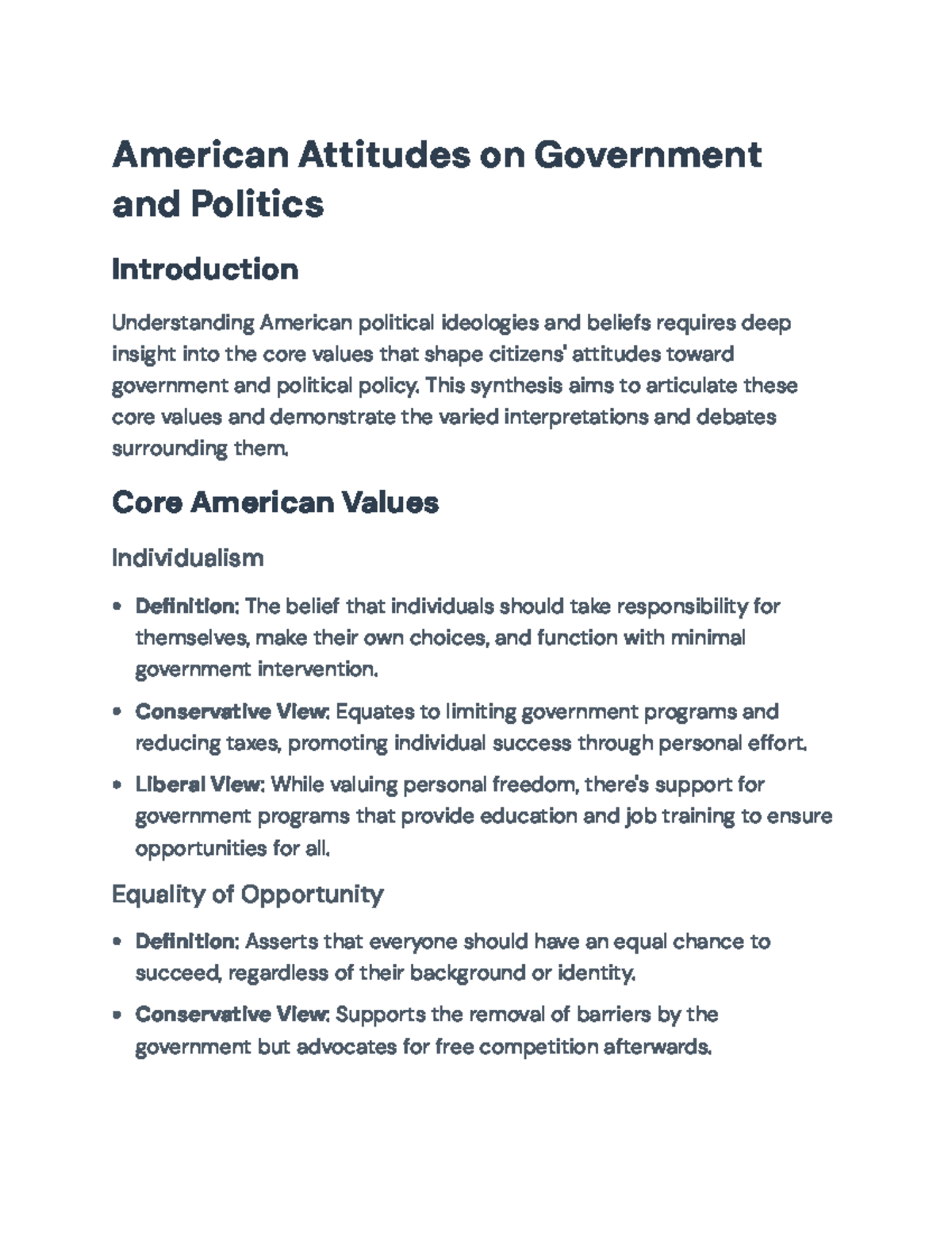 Understanding American Political Values and Ideologies (POSC 101 ...
