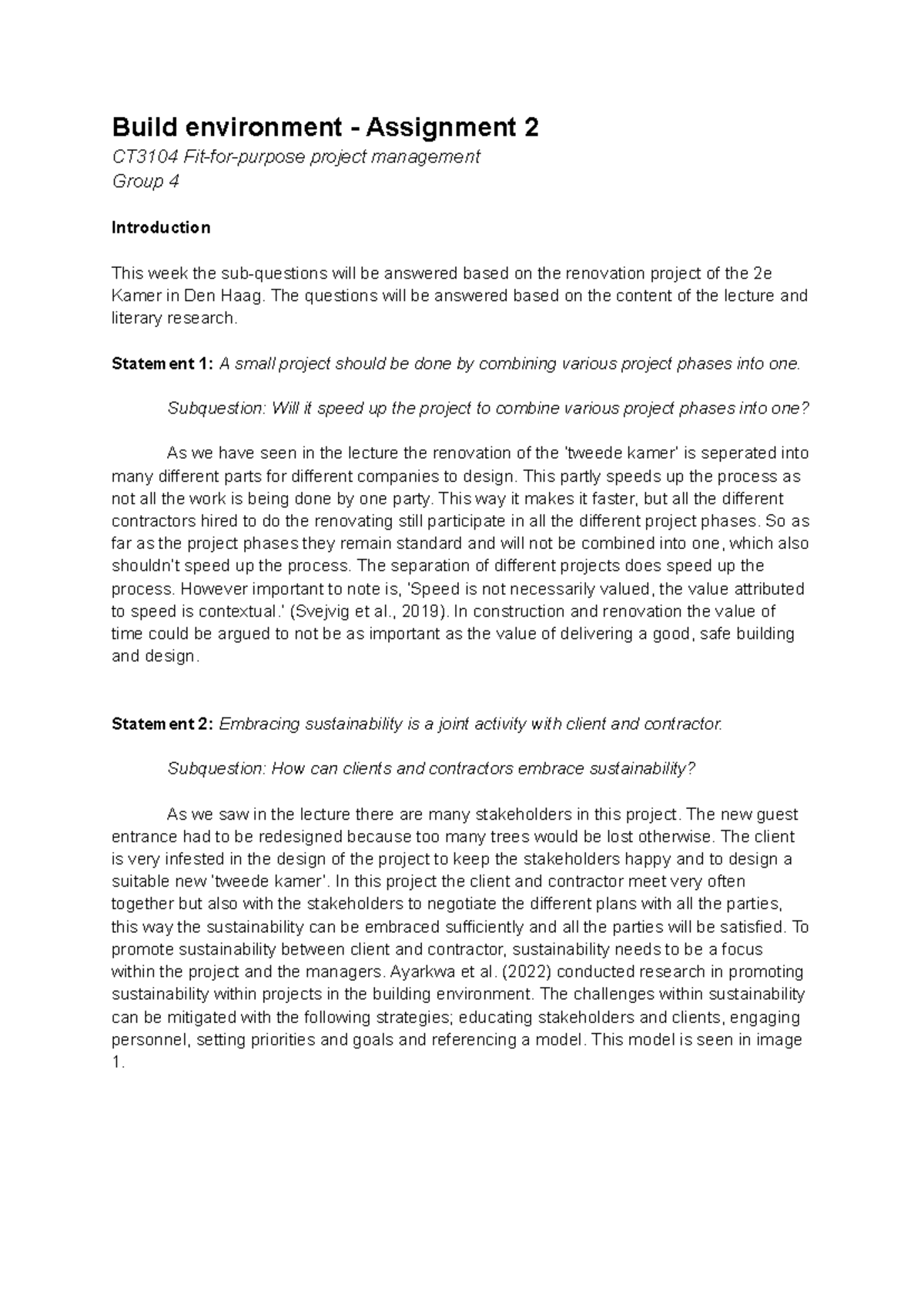 CT3104 Group 4 Assignment 2: Project Management Insights and Strategies ...